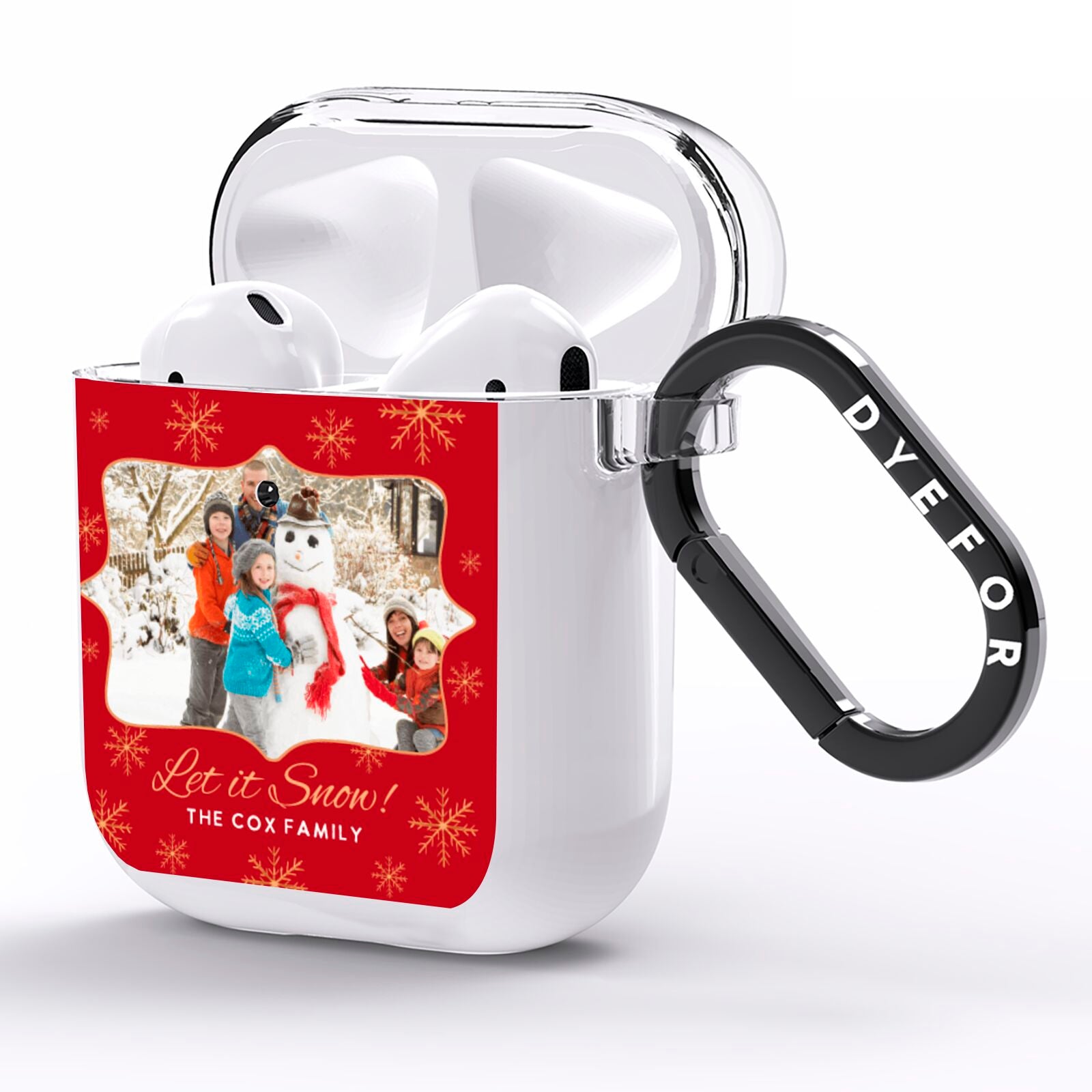 Let it Snow Christmas Photo Upload AirPods Clear Case Side Image