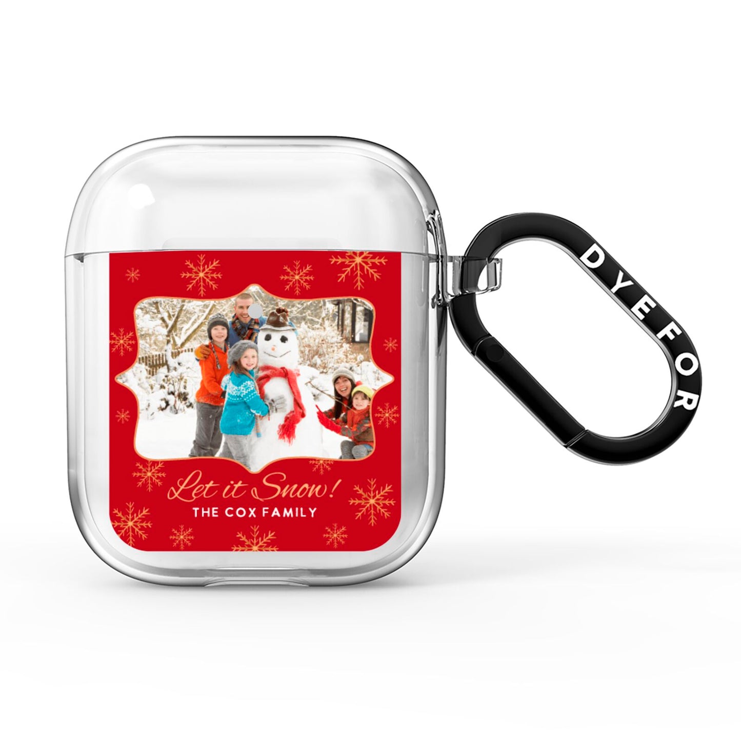 Let it Snow Christmas Photo Upload AirPods Clear Case