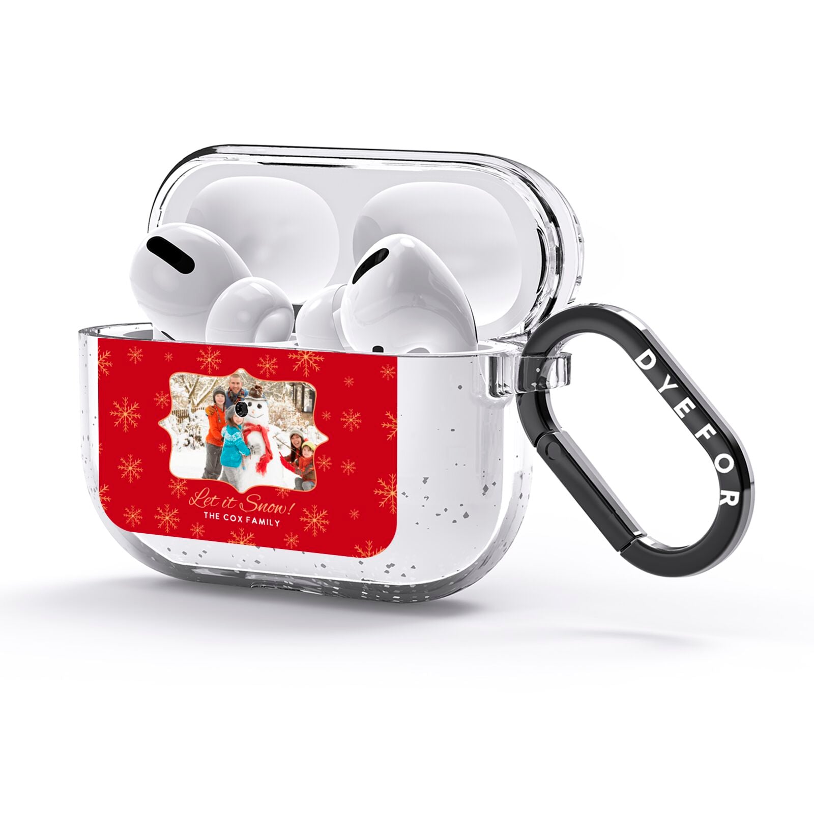 Let it Snow Christmas Photo Upload AirPods Glitter Case 3rd Gen Side Image