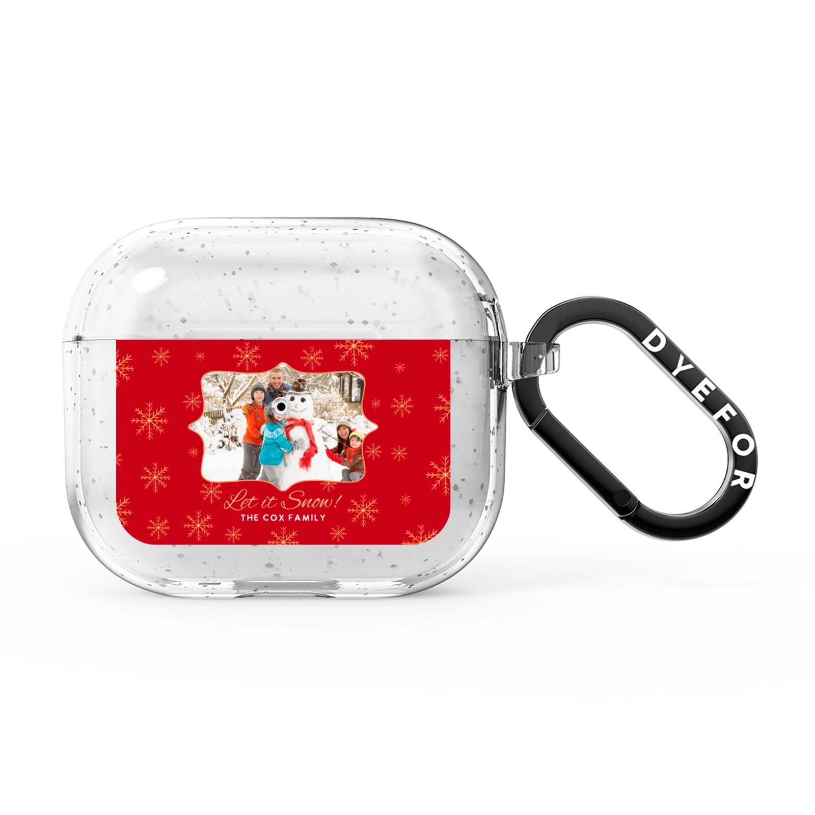 Let it Snow Christmas Photo Upload AirPods Glitter Case 3rd Gen
