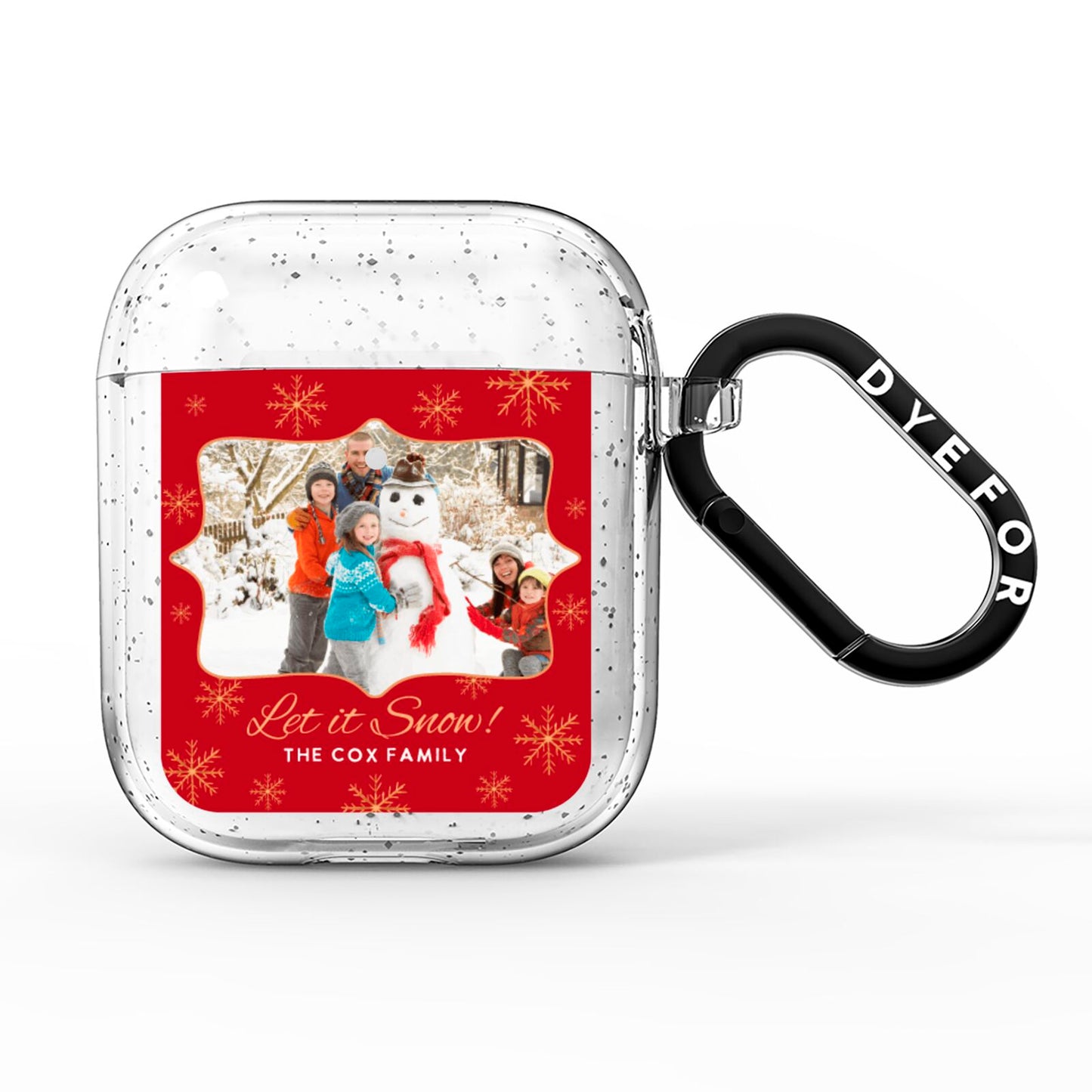 Let it Snow Christmas Photo Upload AirPods Glitter Case