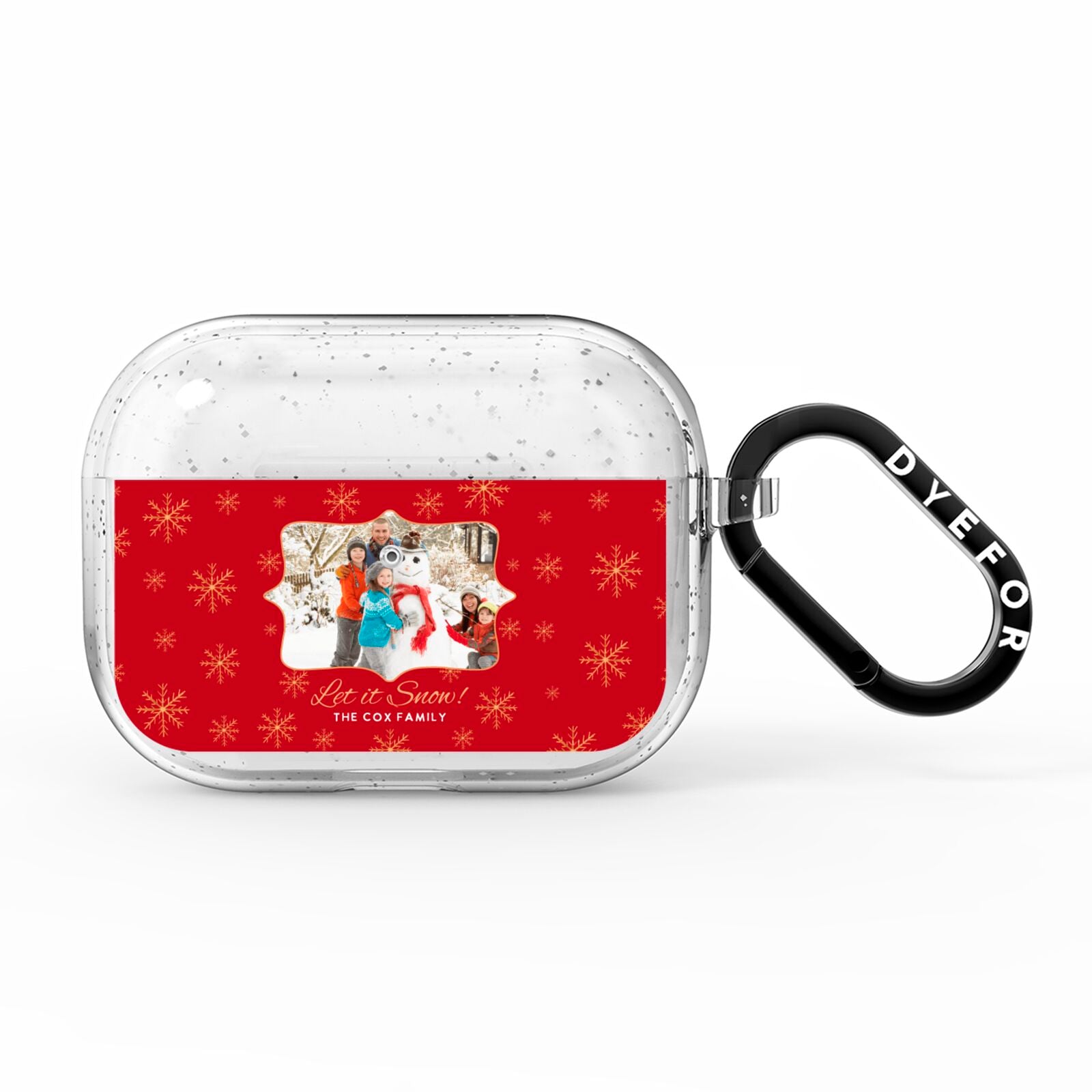 Let it Snow Christmas Photo Upload AirPods Pro Glitter Case