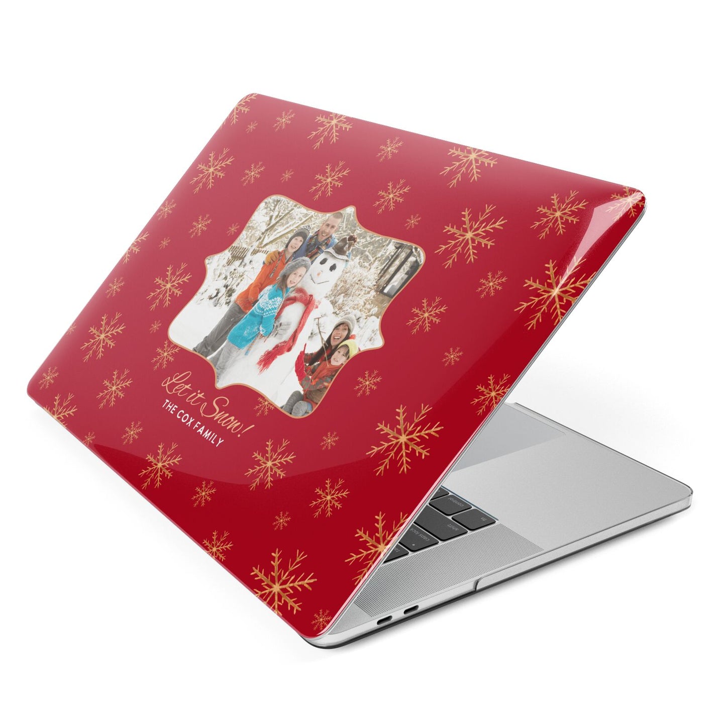 Let it Snow Christmas Photo Upload Apple MacBook Case Side View