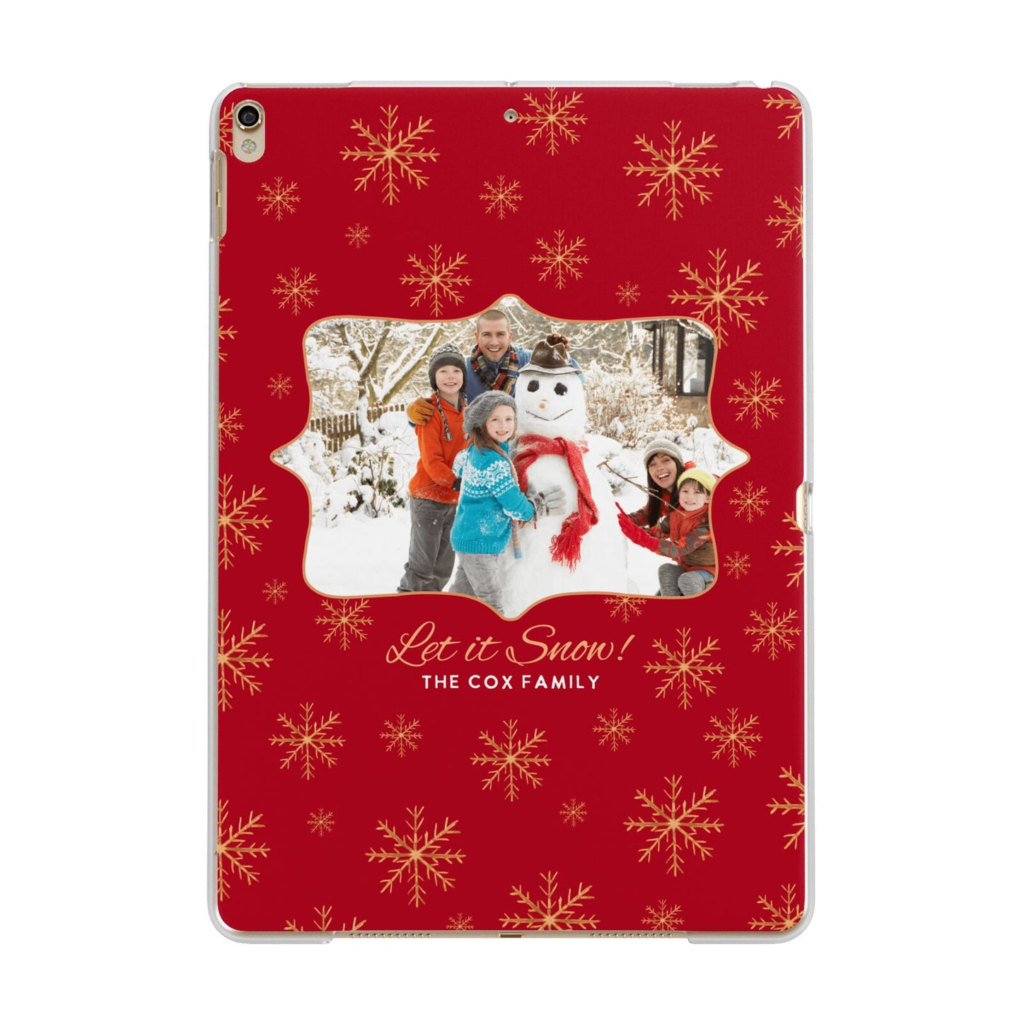 Let it Snow Christmas Photo Upload Apple iPad Gold Case