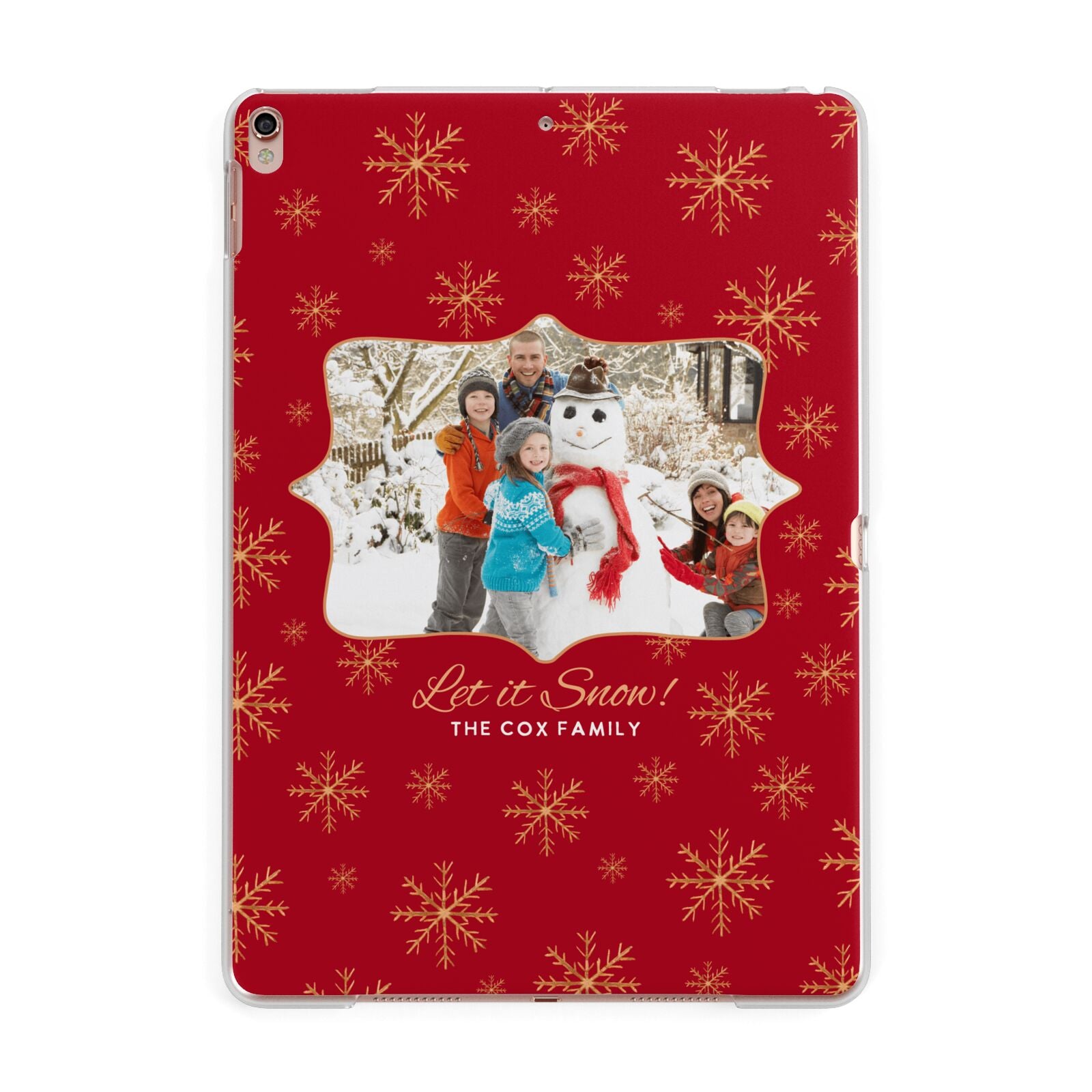 Let it Snow Christmas Photo Upload Apple iPad Rose Gold Case