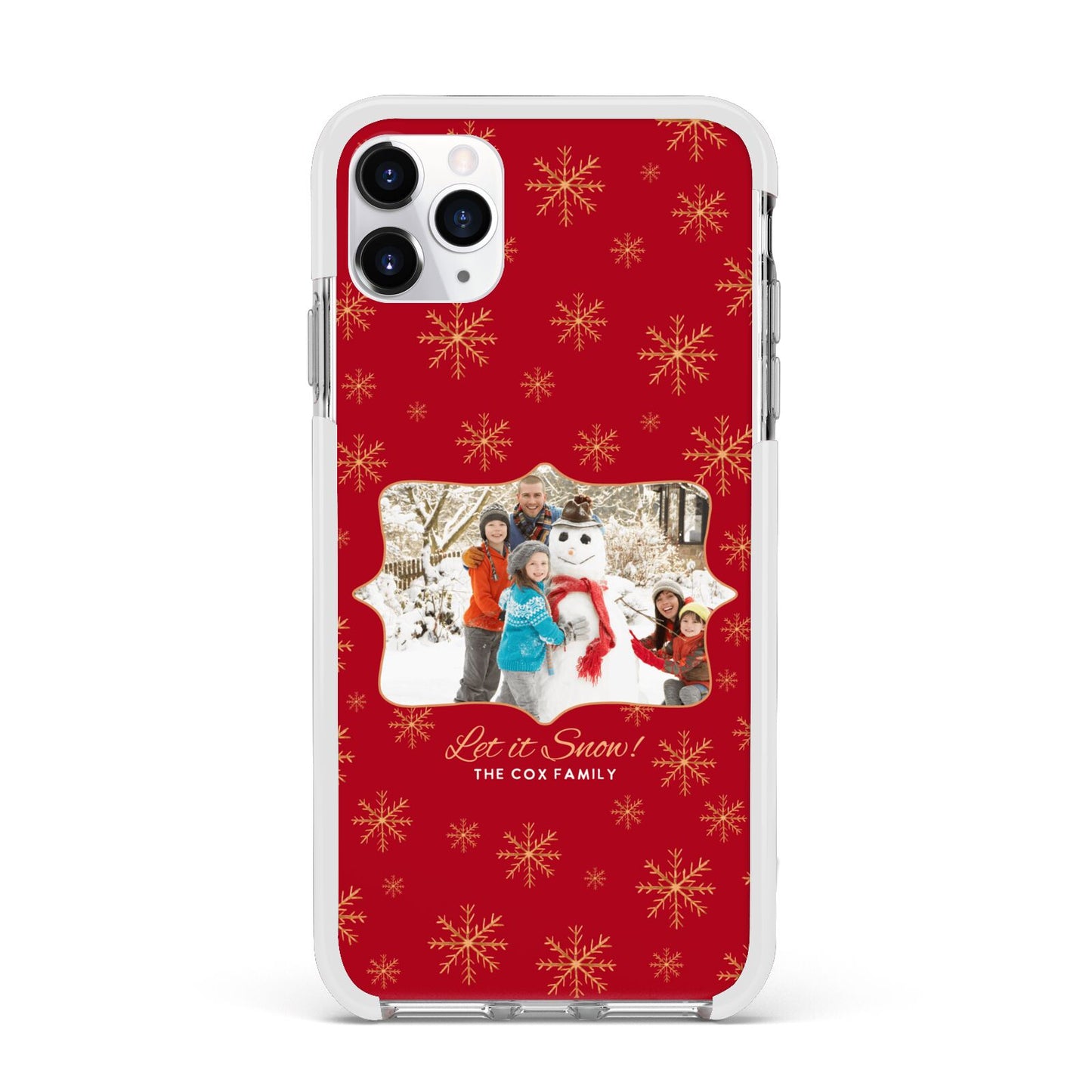 Let it Snow Christmas Photo Upload Apple iPhone 11 Pro Max in Silver with White Impact Case
