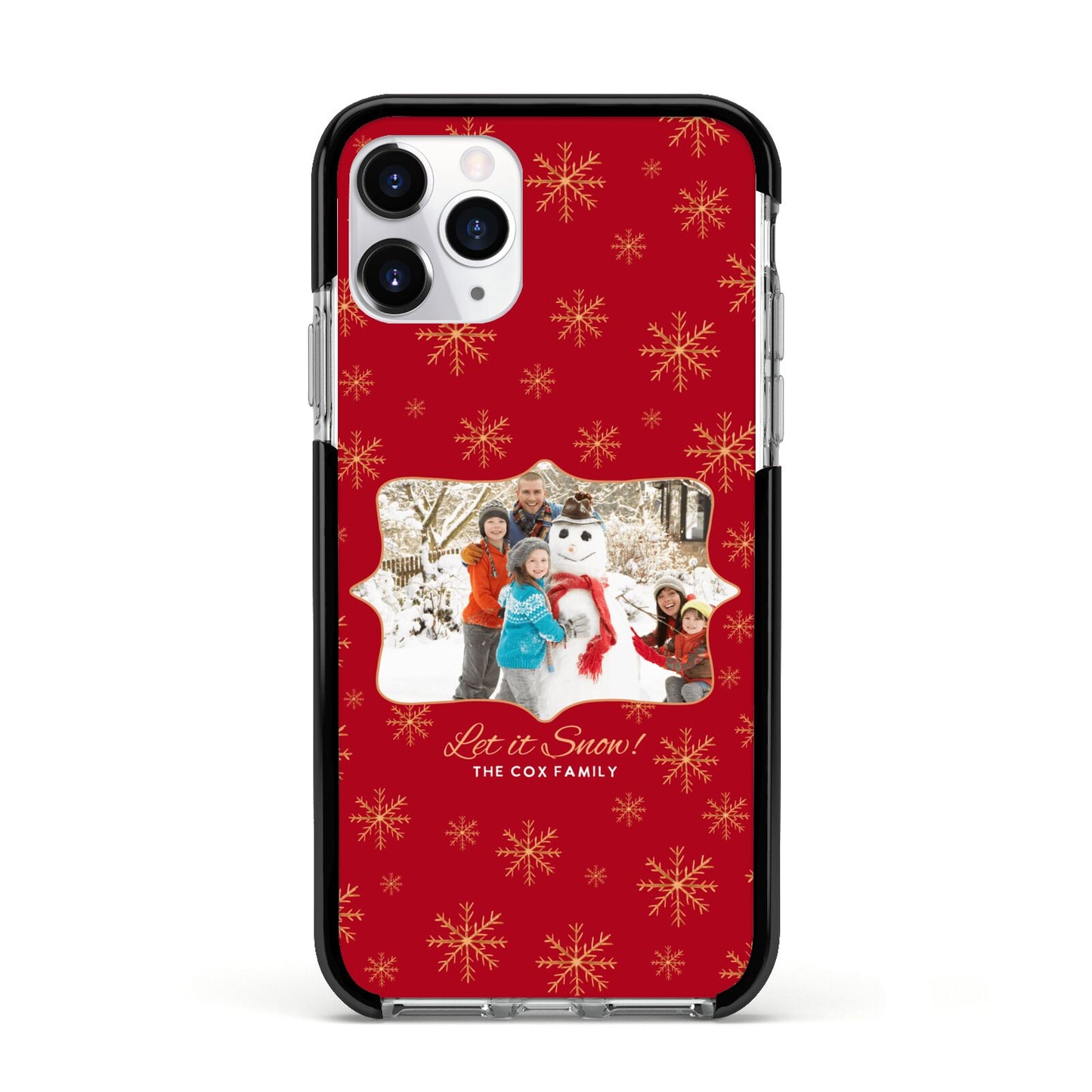 Let it Snow Christmas Photo Upload Apple iPhone 11 Pro in Silver with Black Impact Case