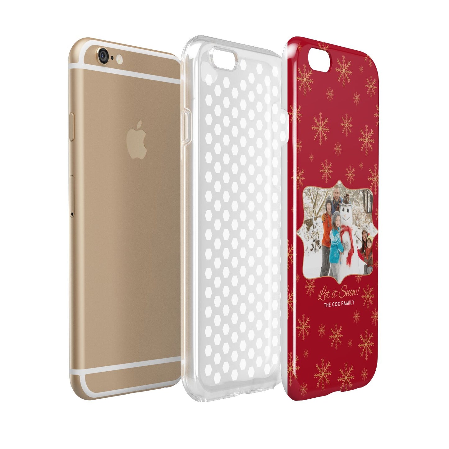 Let it Snow Christmas Photo Upload Apple iPhone 6 3D Tough Case Expanded view