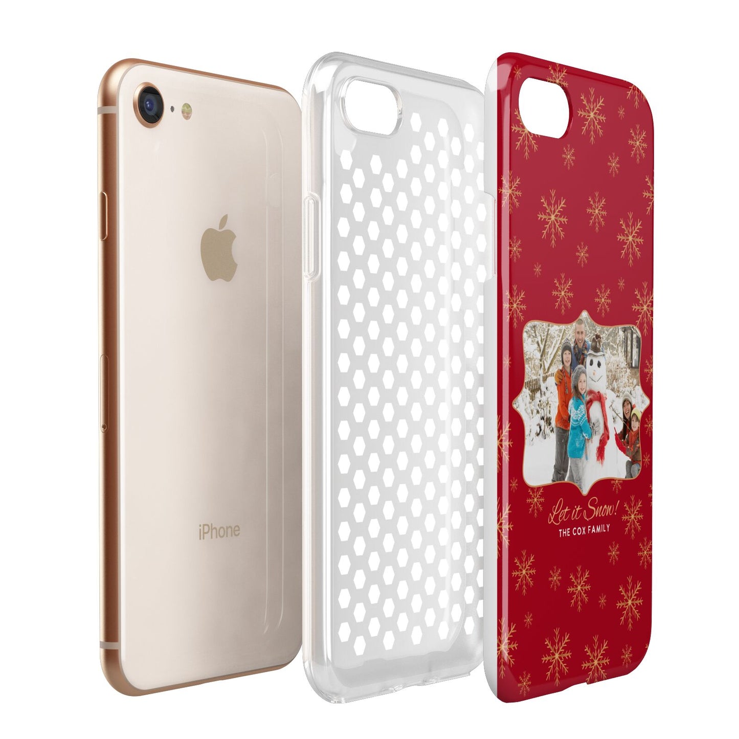 Let it Snow Christmas Photo Upload Apple iPhone 7 8 3D Tough Case Expanded View