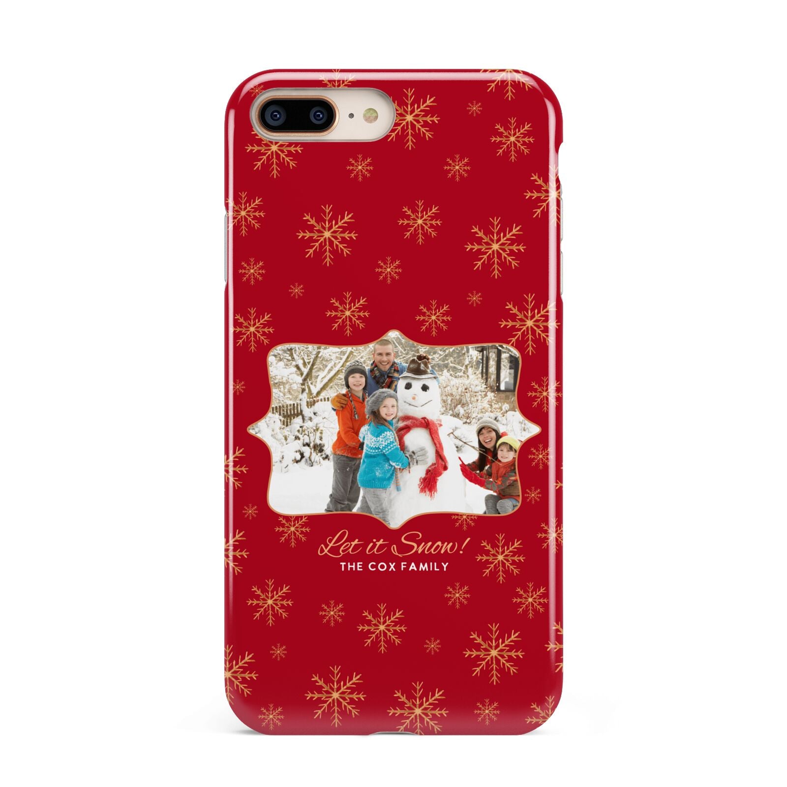 Let it Snow Christmas Photo Upload Apple iPhone 7 8 Plus 3D Tough Case