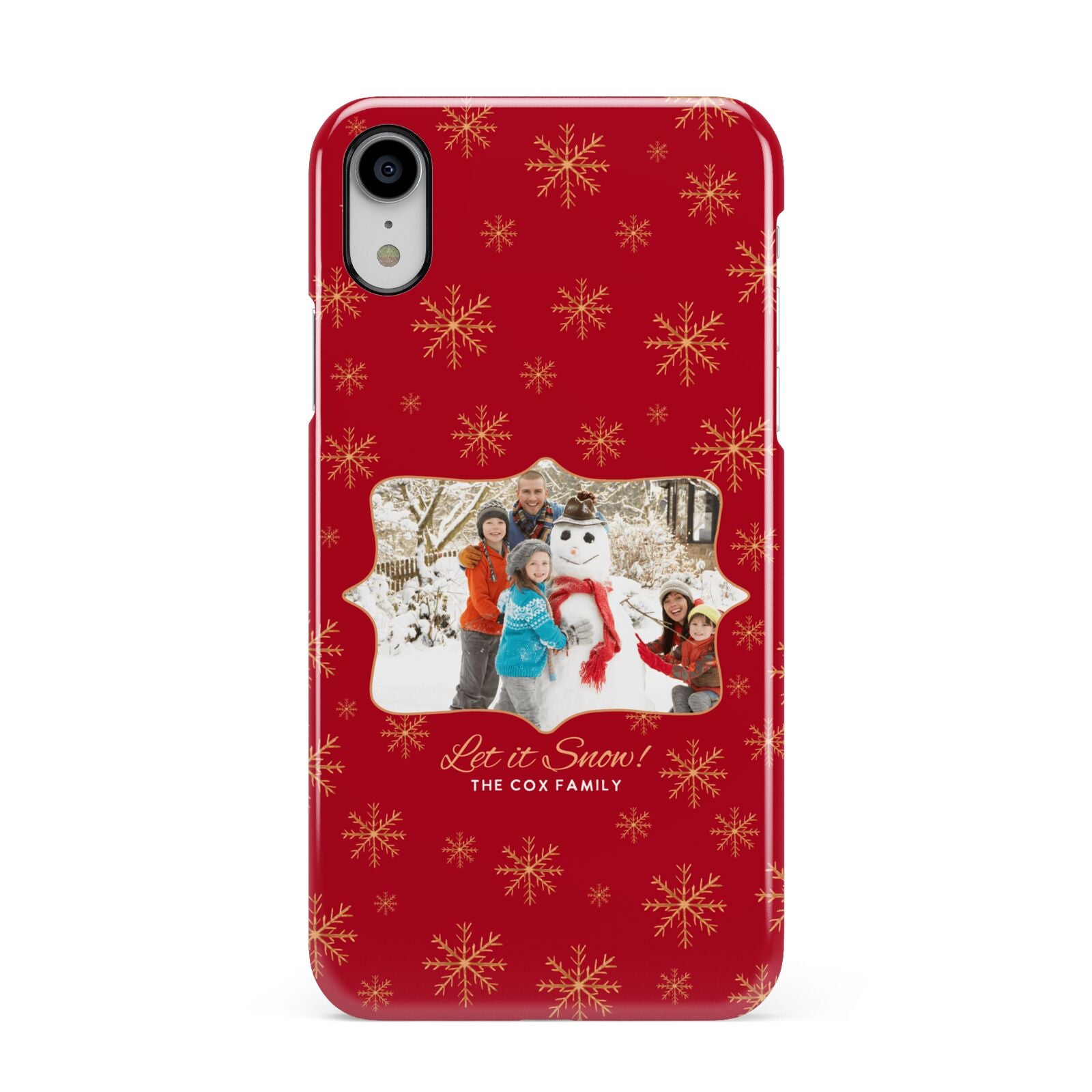 Let it Snow Christmas Photo Upload Apple iPhone XR White 3D Snap Case