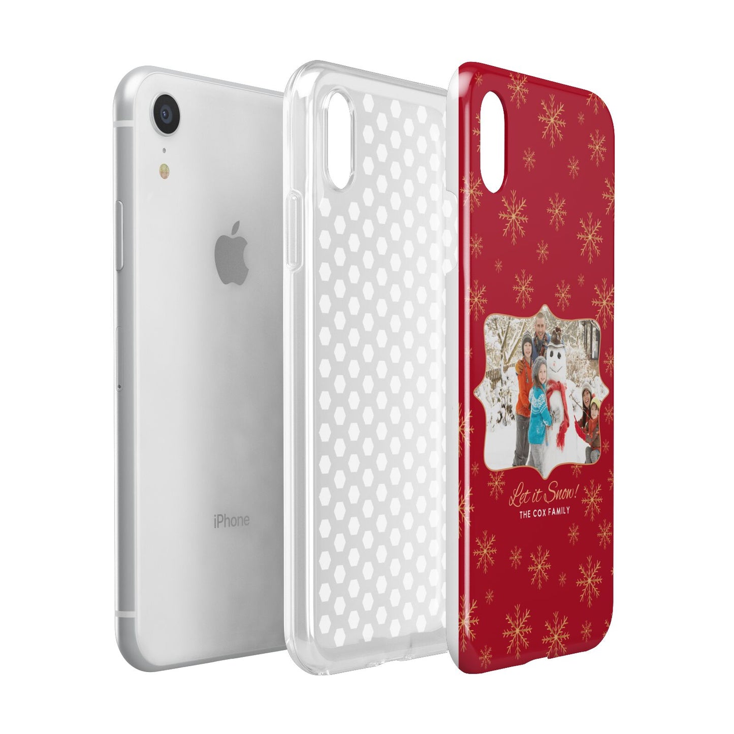 Let it Snow Christmas Photo Upload Apple iPhone XR White 3D Tough Case Expanded view