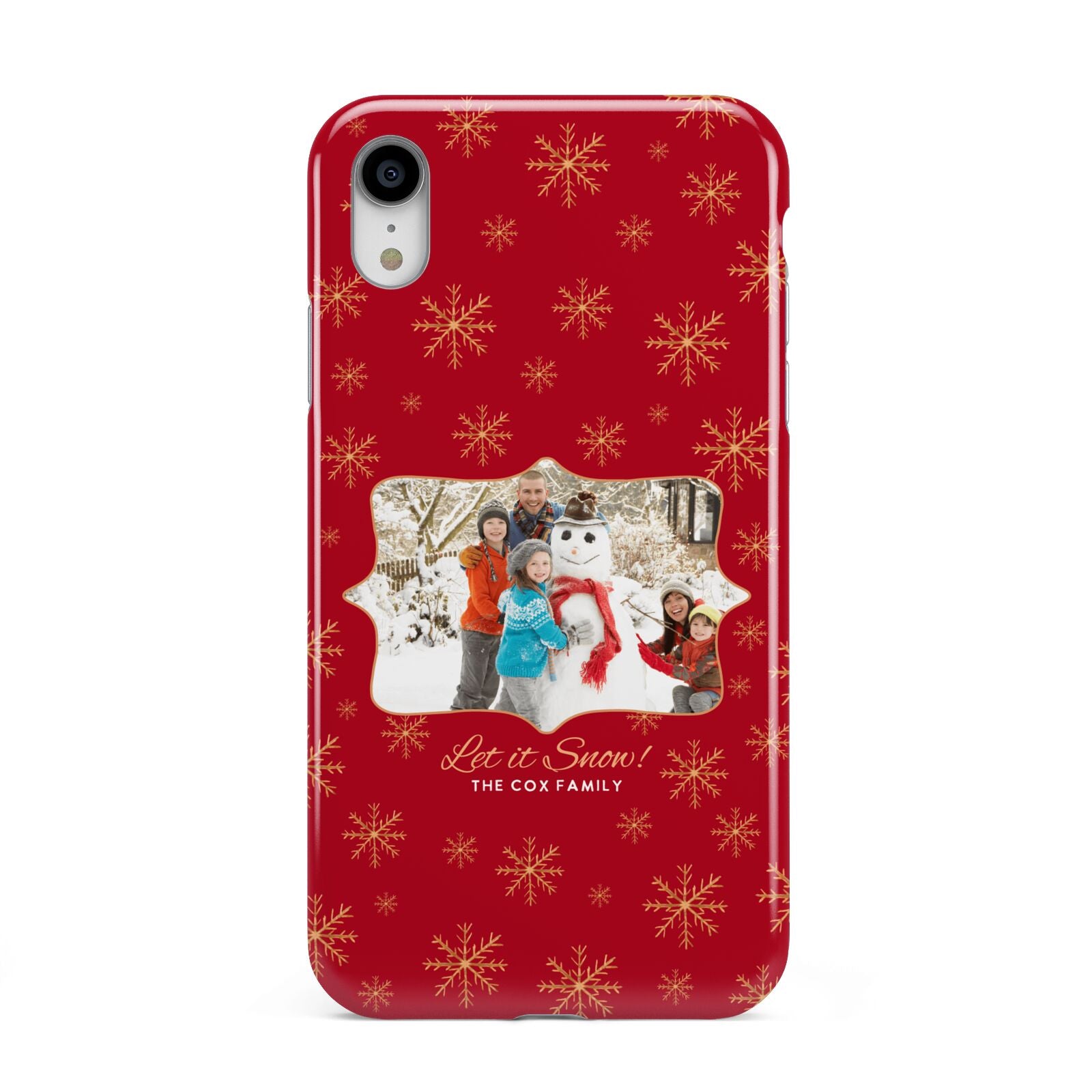 Let it Snow Christmas Photo Upload Apple iPhone XR White 3D Tough Case