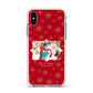 Let it Snow Christmas Photo Upload Apple iPhone Xs Impact Case Pink Edge on Silver Phone