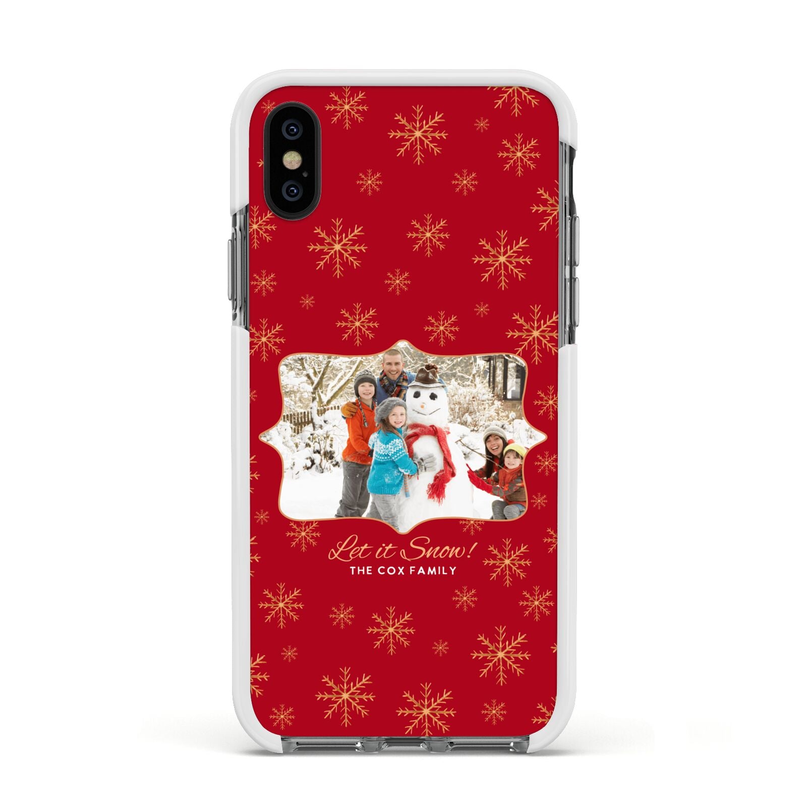 Let it Snow Christmas Photo Upload Apple iPhone Xs Impact Case White Edge on Black Phone