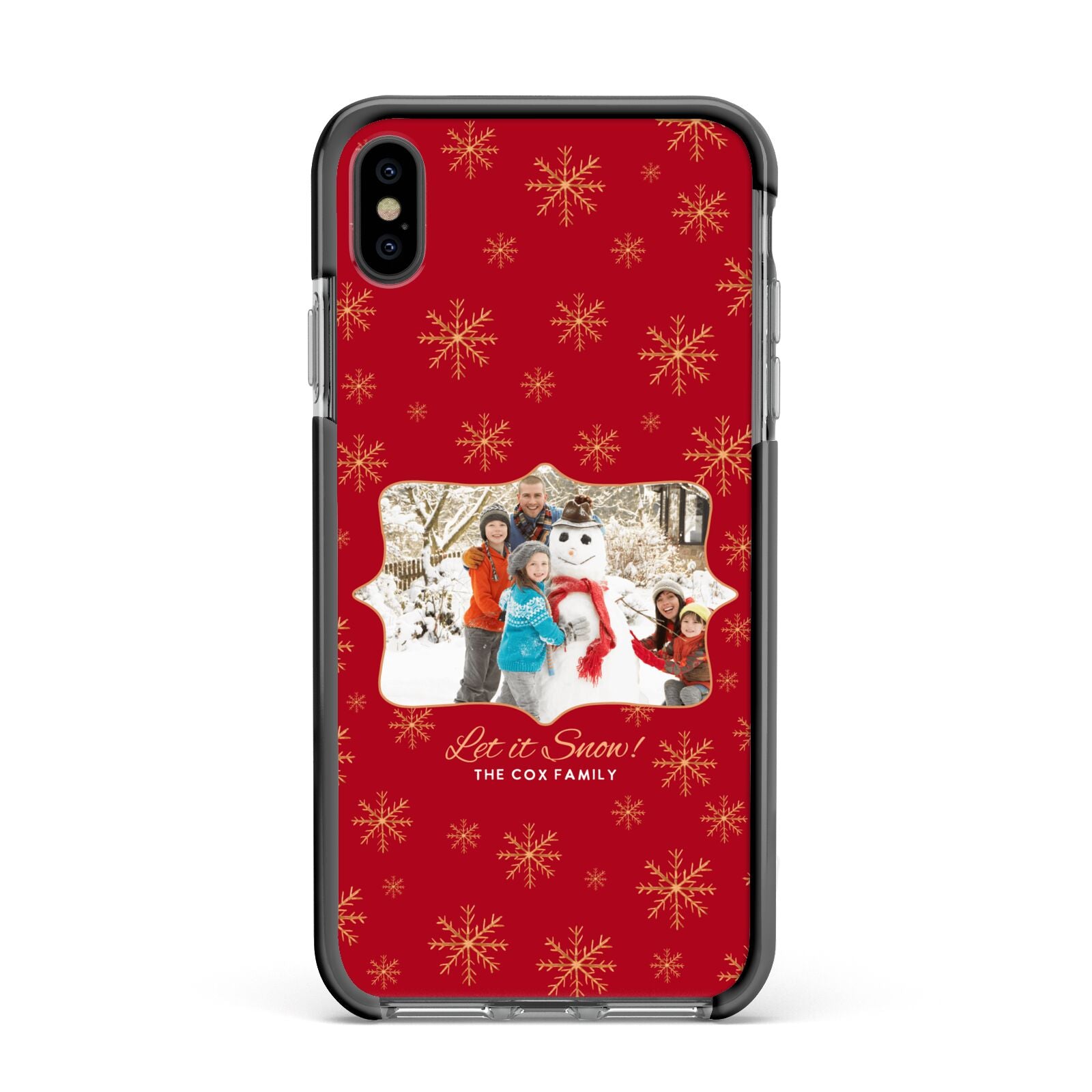 Let it Snow Christmas Photo Upload Apple iPhone Xs Max Impact Case Black Edge on Black Phone
