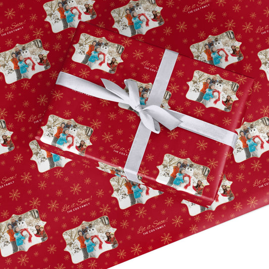 Let it Snow Christmas Photo Upload Custom Wrapping Paper