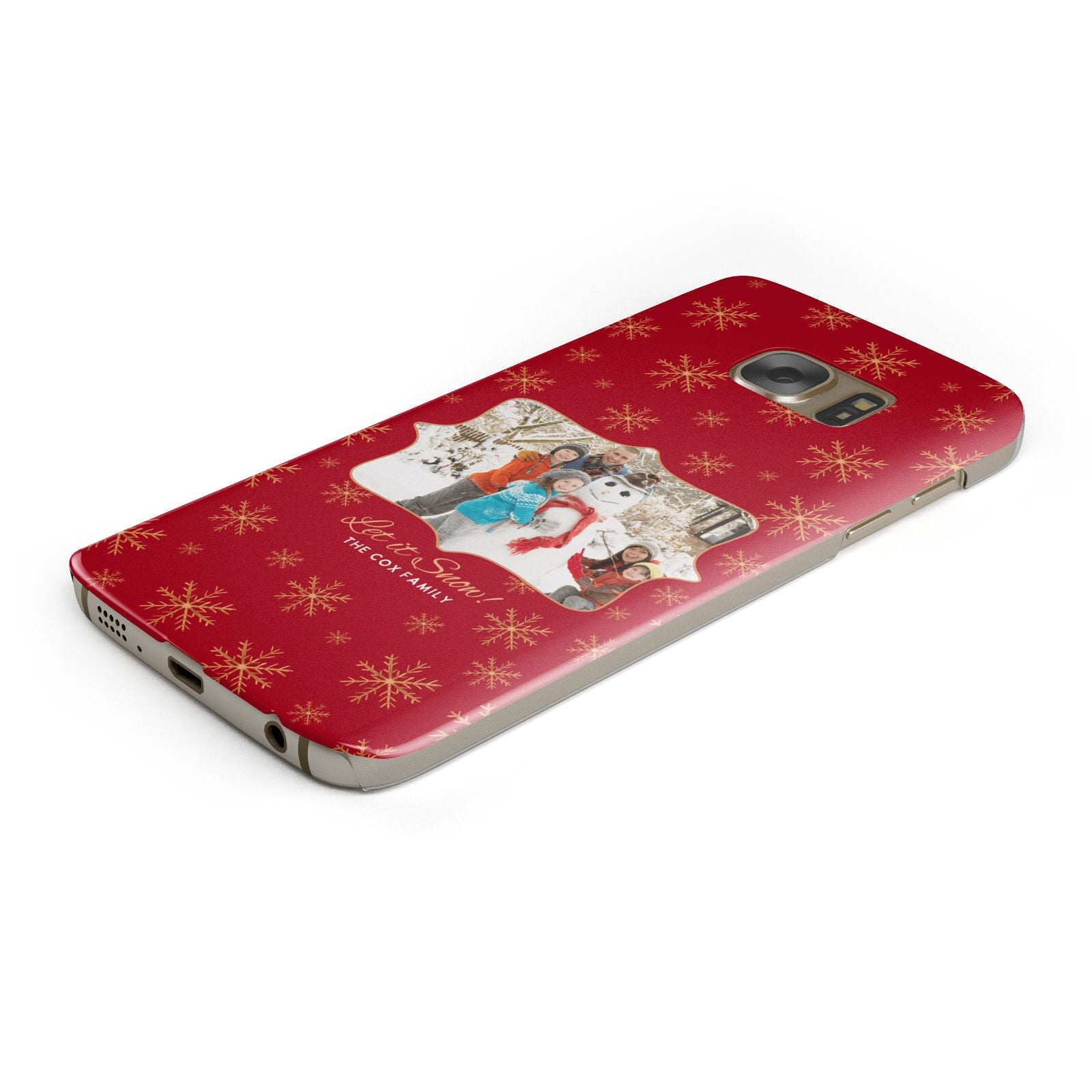 Let it Snow Christmas Photo Upload Protective Samsung Galaxy Case Angled Image