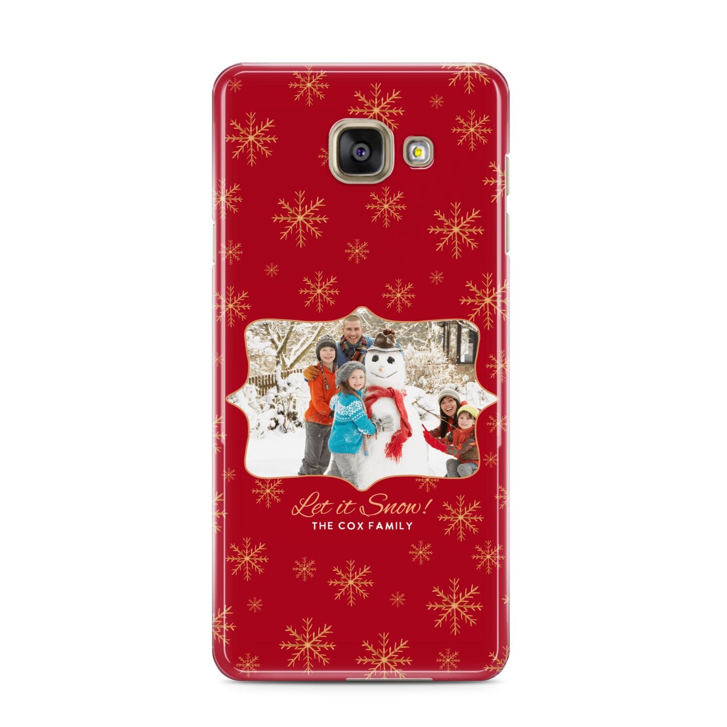 Let it Snow Christmas Photo Upload Samsung Galaxy A3 2016 Case on gold phone