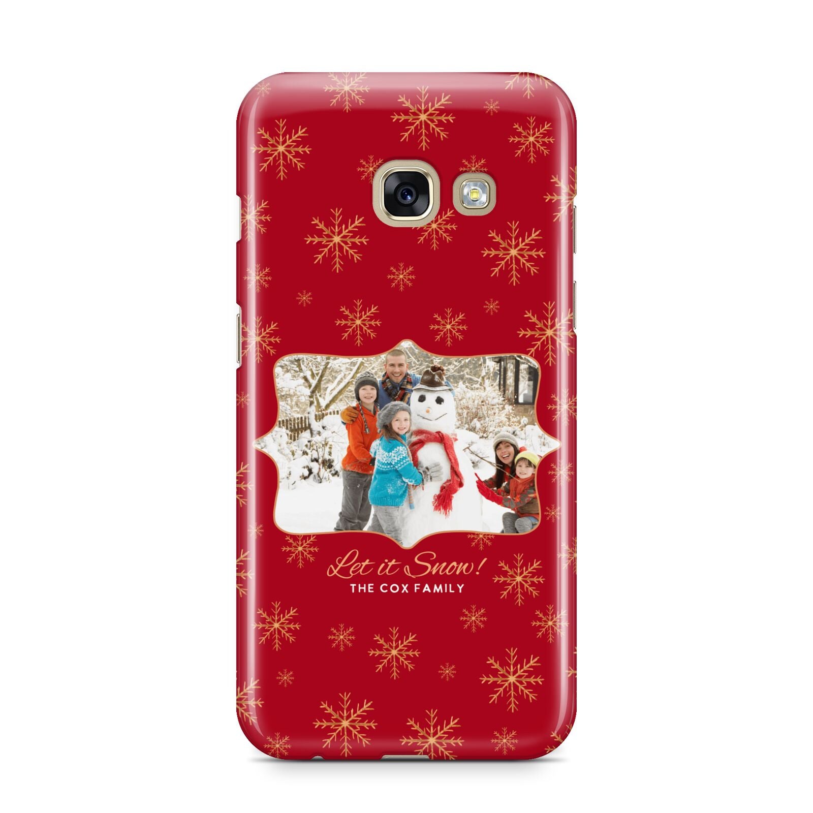 Let it Snow Christmas Photo Upload Samsung Galaxy A3 2017 Case on gold phone