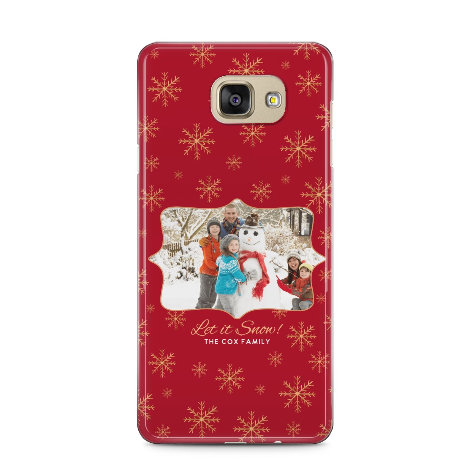 Let it Snow Christmas Photo Upload Samsung Galaxy A5 2016 Case on gold phone