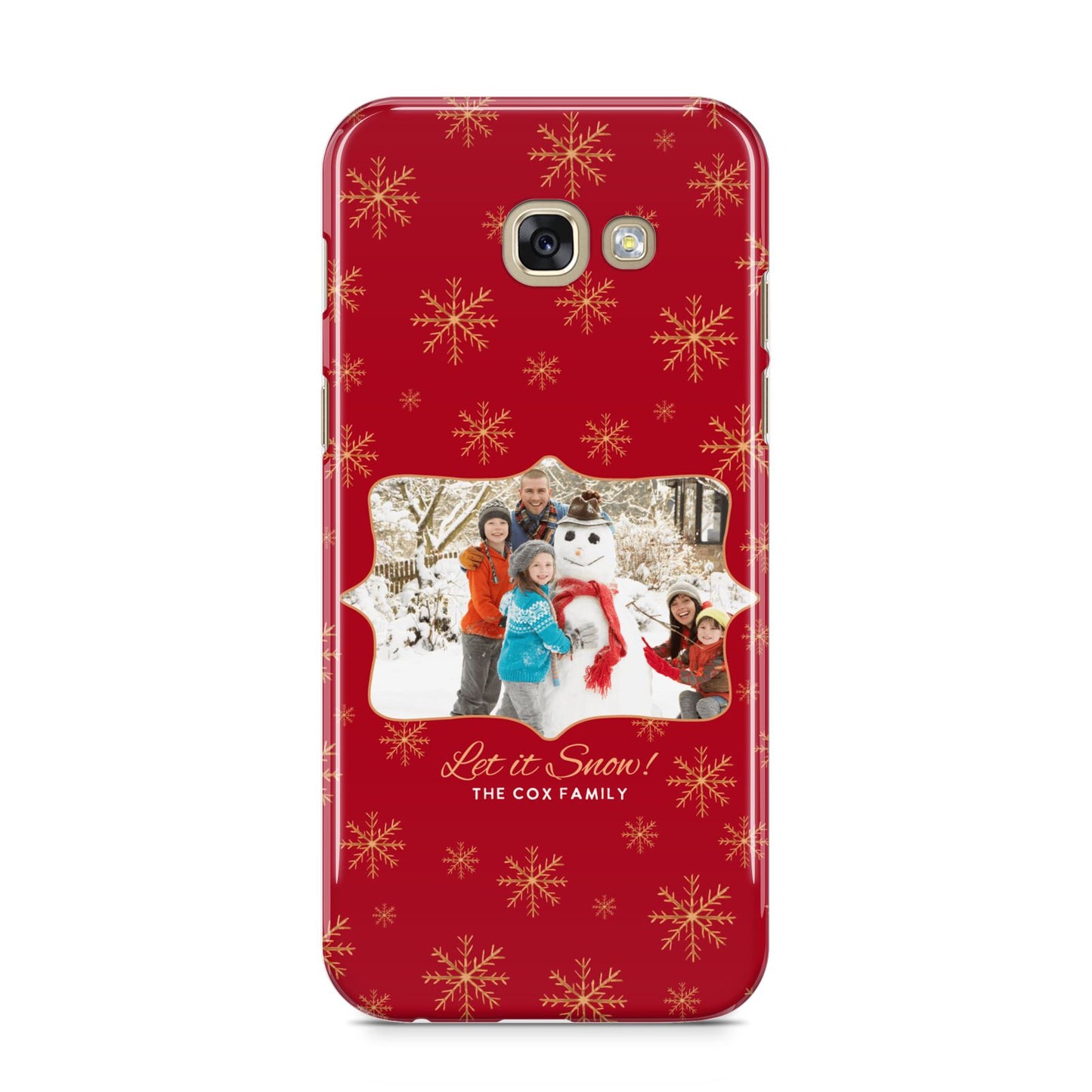 Let it Snow Christmas Photo Upload Samsung Galaxy A5 2017 Case on gold phone