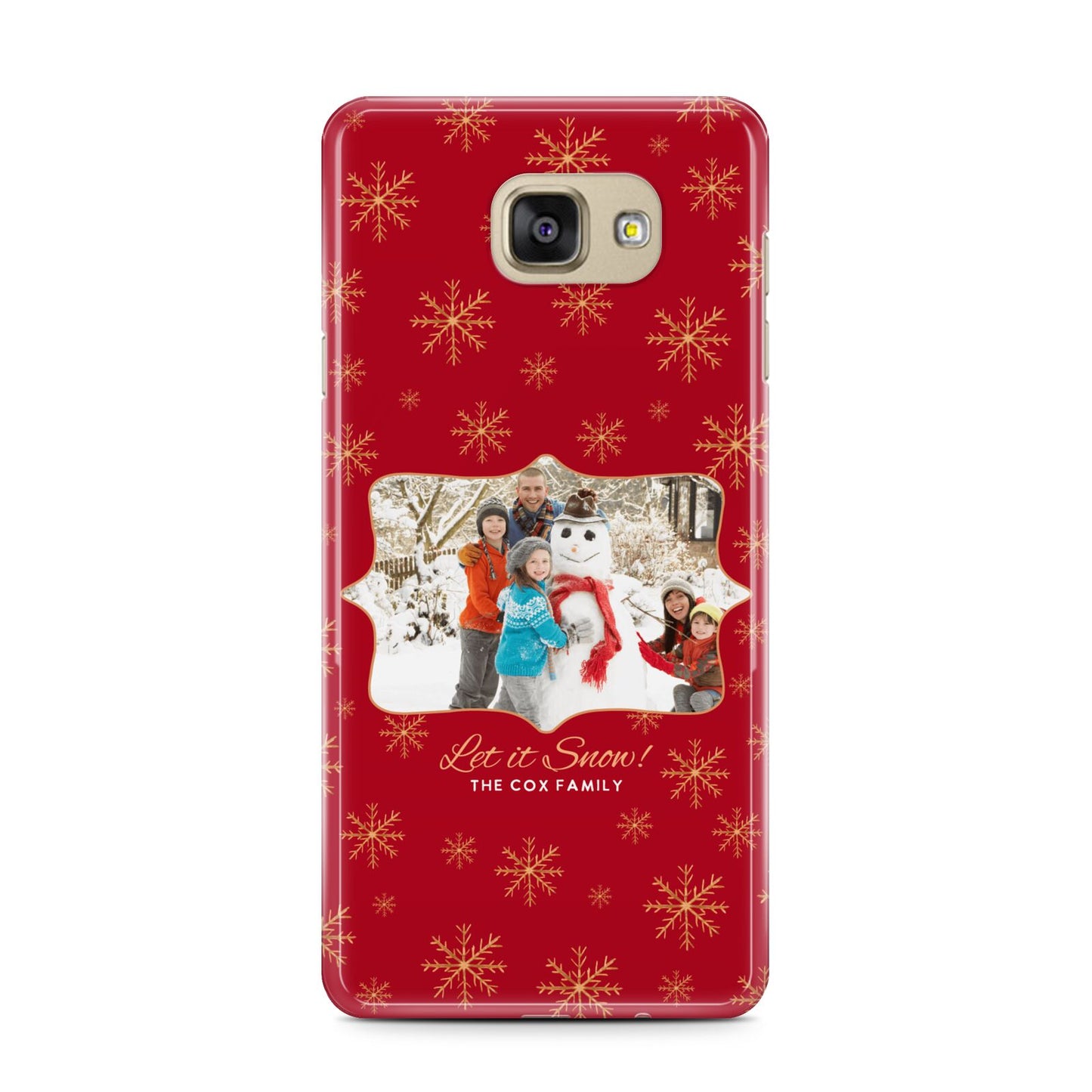 Let it Snow Christmas Photo Upload Samsung Galaxy A7 2016 Case on gold phone