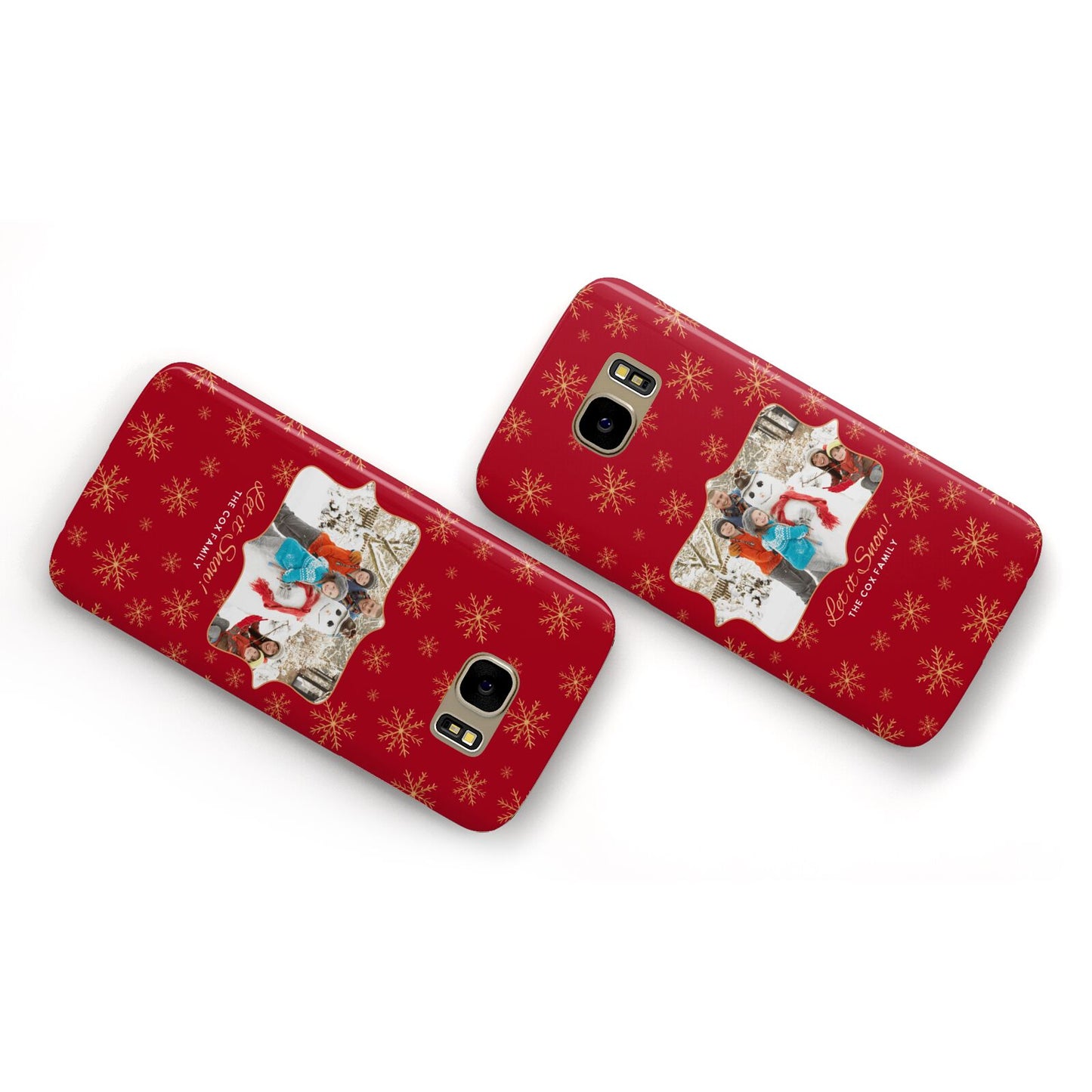 Let it Snow Christmas Photo Upload Samsung Galaxy Case Flat Overview