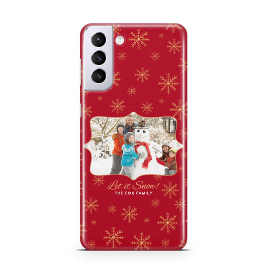 Let it Snow Christmas Photo Upload Samsung S21 Plus Phone Case