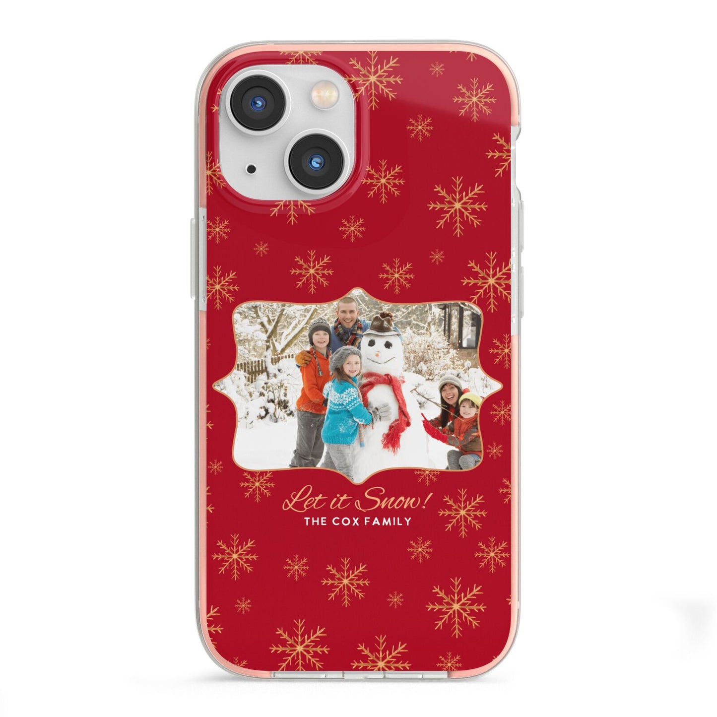 Let it Snow Christmas Photo Upload iPhone 13 Mini TPU Impact Case with Pink Edges