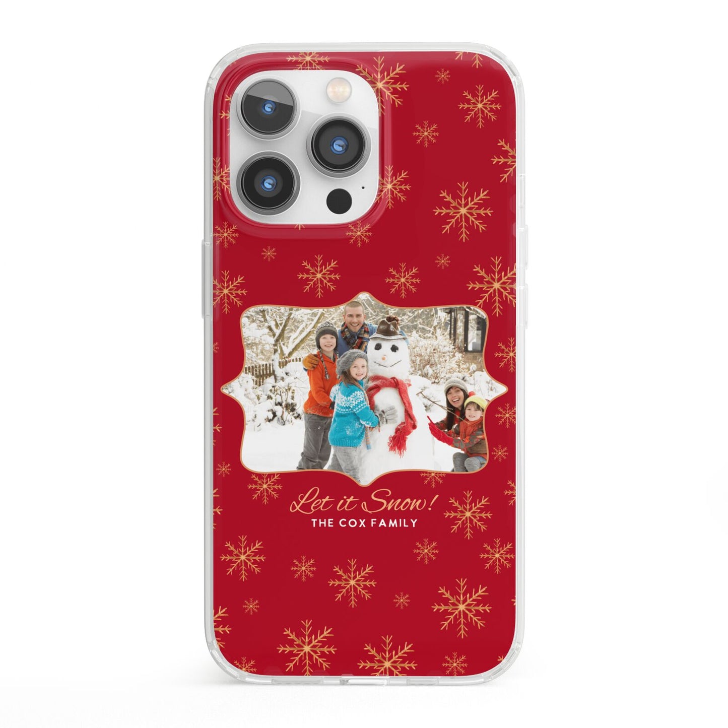 Let it Snow Christmas Photo Upload iPhone 13 Pro Clear Bumper Case