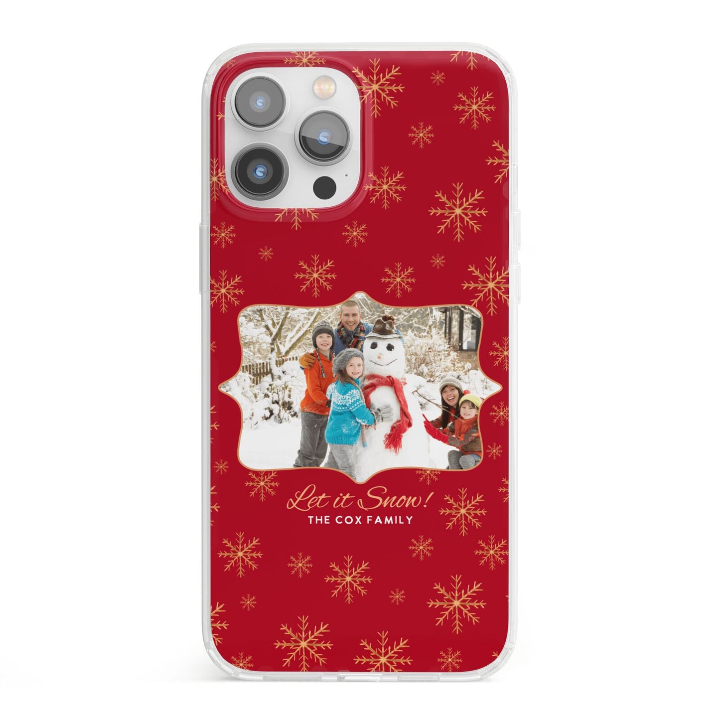 Let it Snow Christmas Photo Upload iPhone 13 Pro Max Clear Bumper Case
