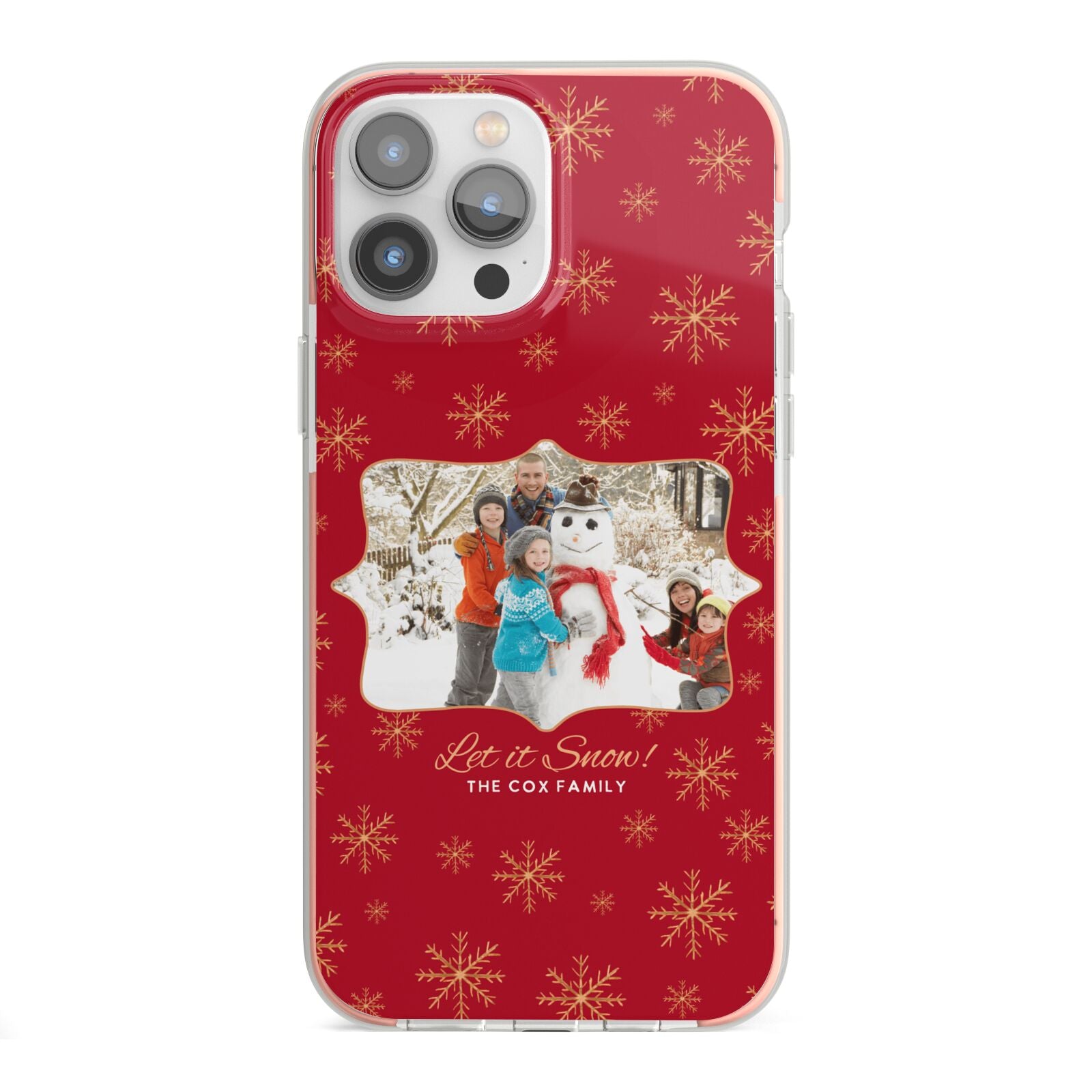 Let it Snow Christmas Photo Upload iPhone 13 Pro Max TPU Impact Case with Pink Edges