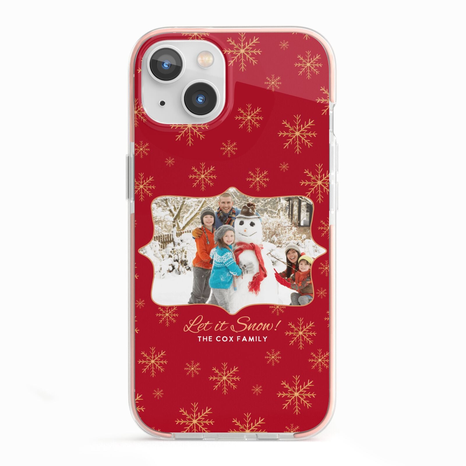 Let it Snow Christmas Photo Upload iPhone 13 TPU Impact Case with Pink Edges