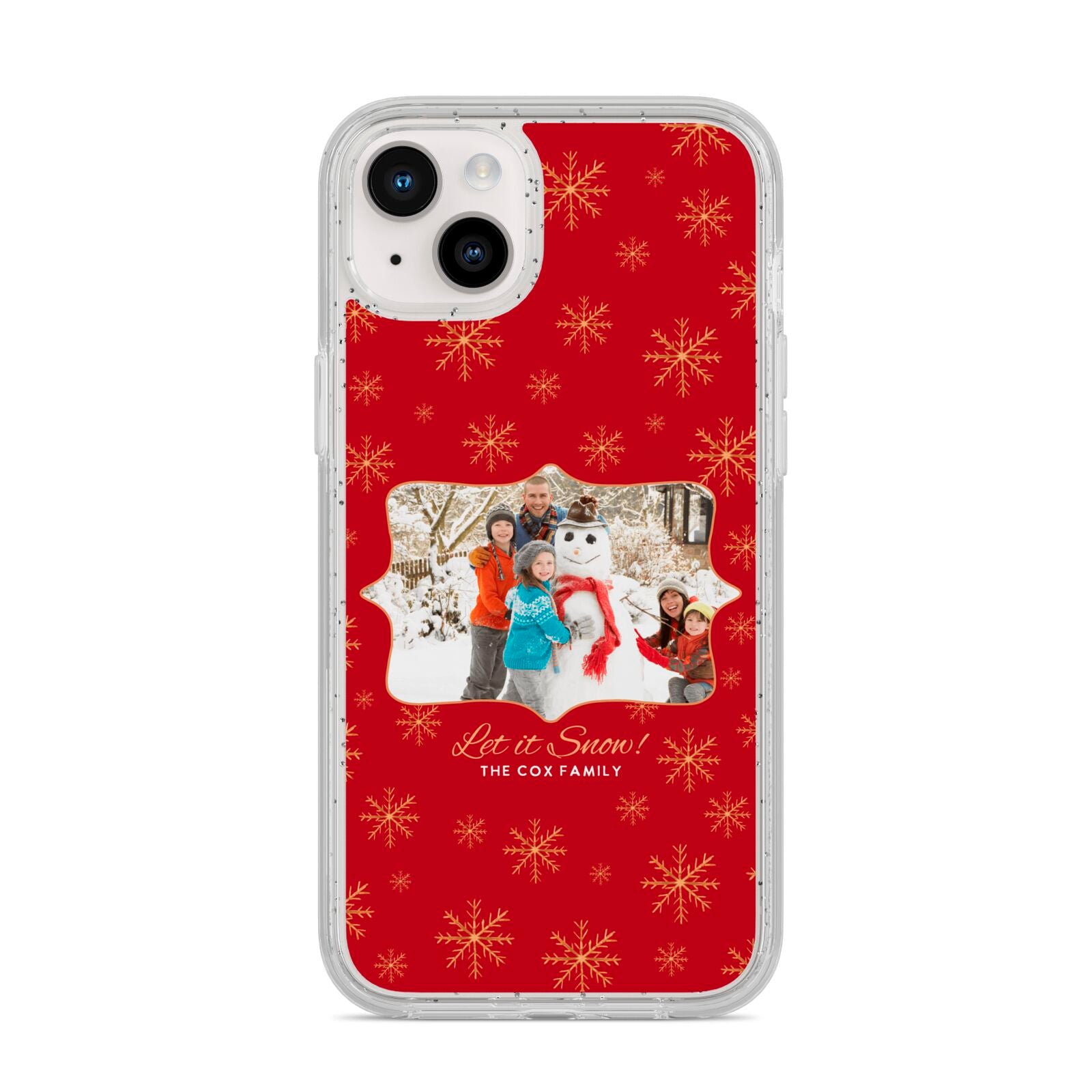 Let it Snow Christmas Photo Upload iPhone 14 Plus Glitter Tough Case Starlight