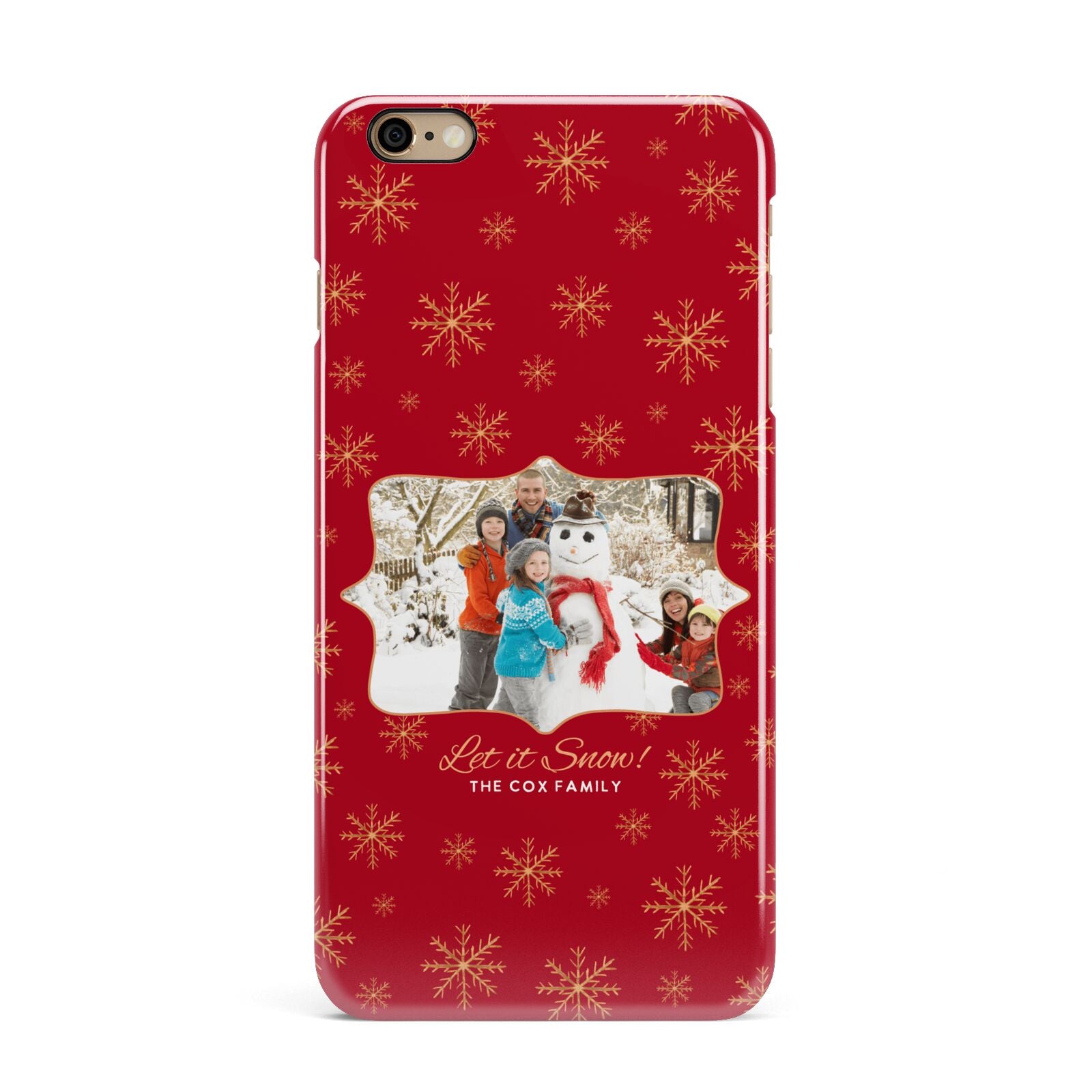 Let it Snow Christmas Photo Upload iPhone 6 Plus 3D Snap Case on Gold Phone