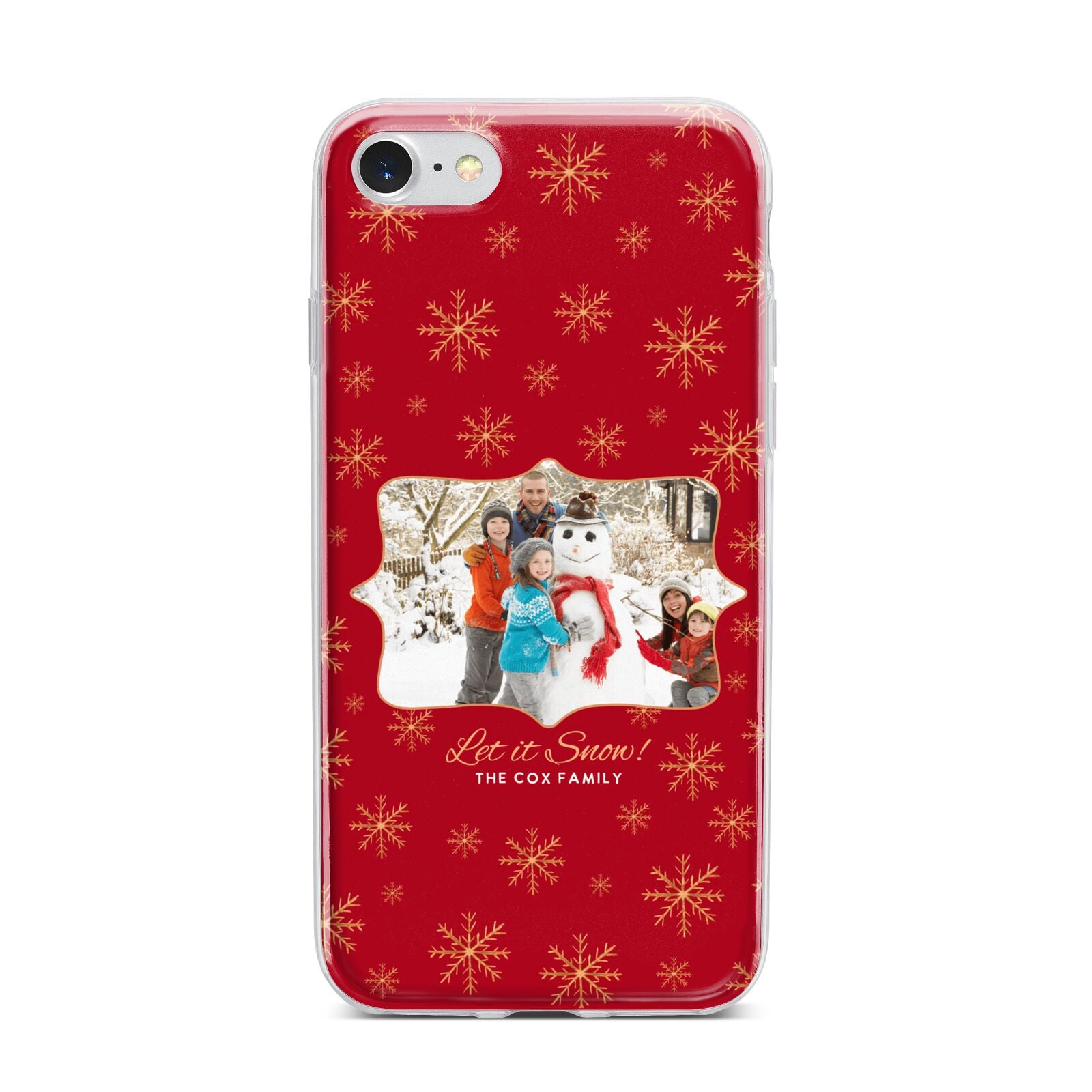 Let it Snow Christmas Photo Upload iPhone 7 Bumper Case on Silver iPhone