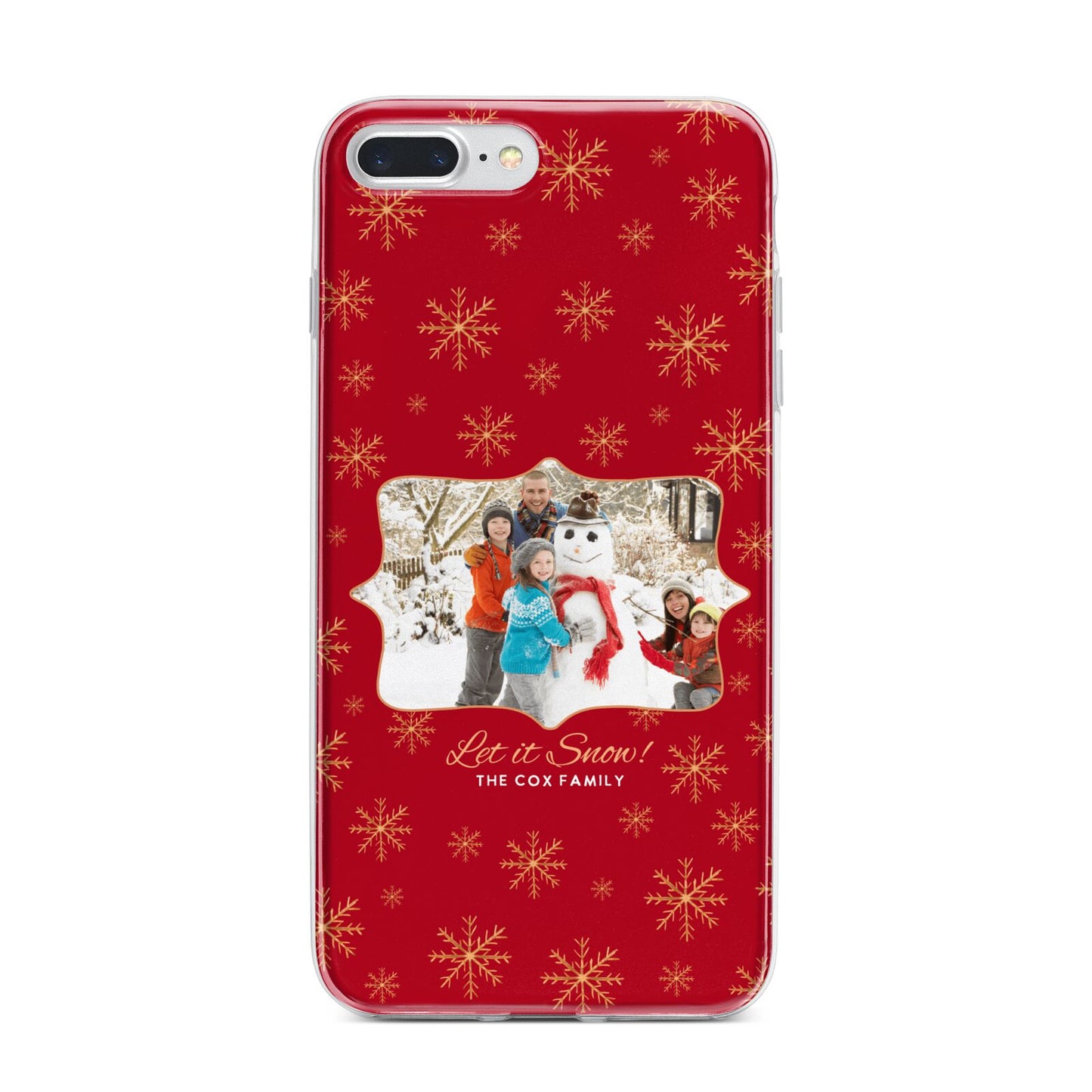 Let it Snow Christmas Photo Upload iPhone 7 Plus Bumper Case on Silver iPhone