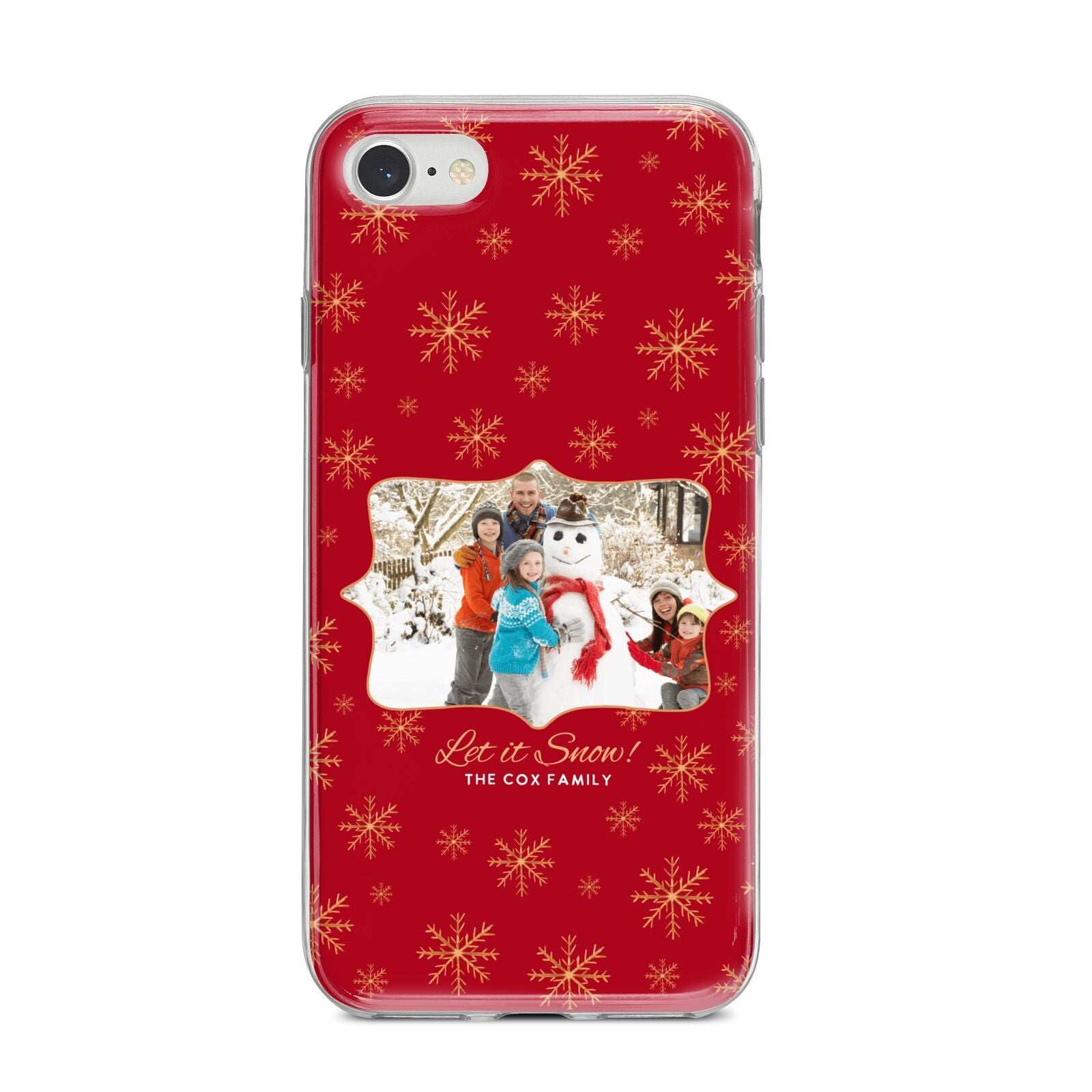 Let it Snow Christmas Photo Upload iPhone 8 Bumper Case on Silver iPhone