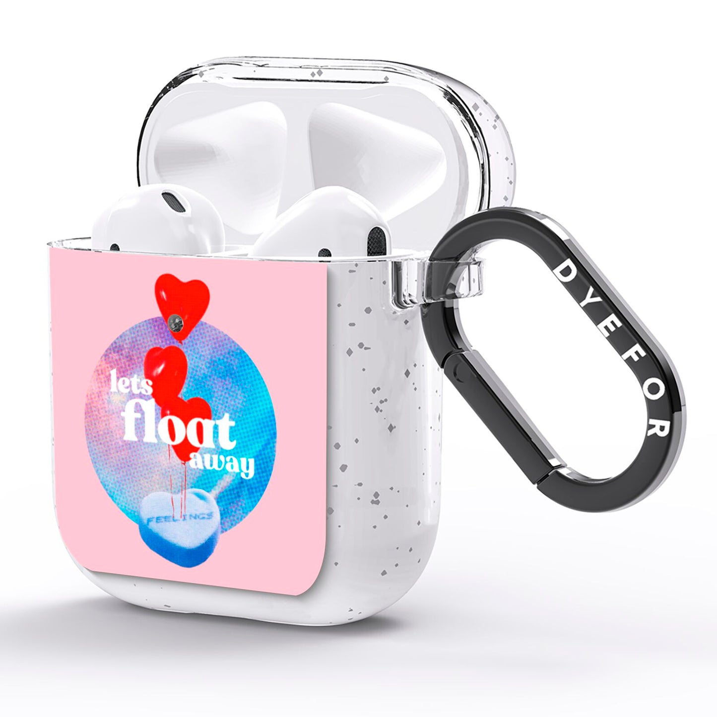 Lets Float Away Valentine AirPods Glitter Case Side Image