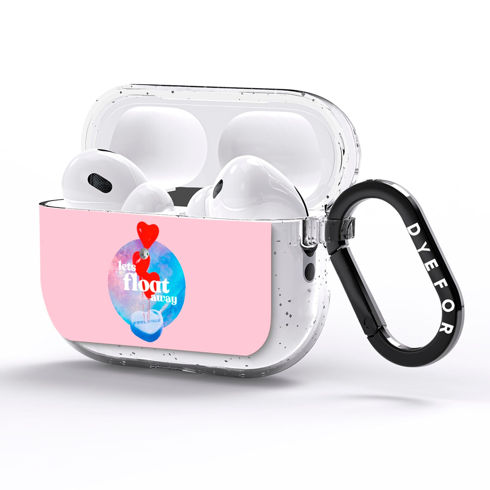 Lets Float Away Valentine AirPods Pro Glitter Case Side Image