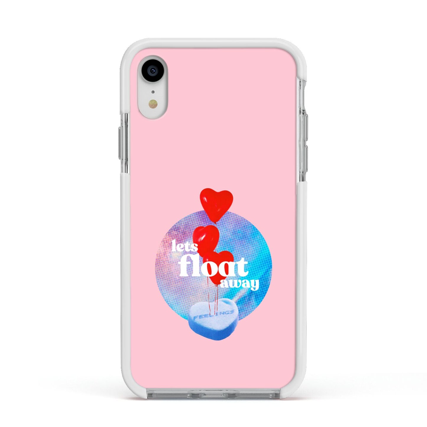 Lets Float Away Valentine Apple iPhone XR Impact Case White Edge on Silver Phone