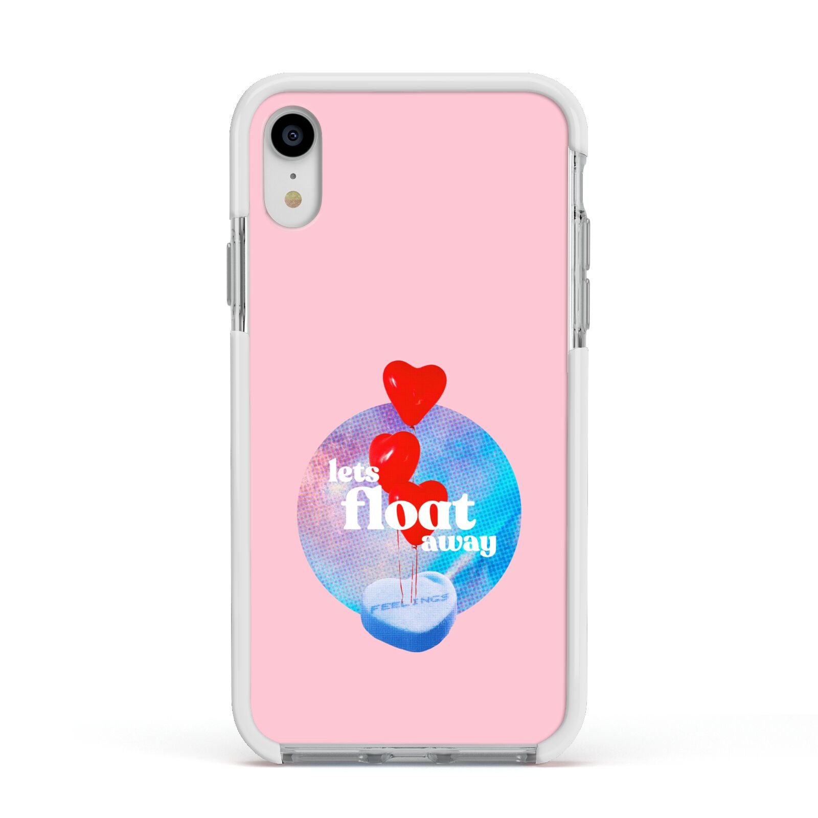 Lets Float Away Valentine Apple iPhone XR Impact Case White Edge on Silver Phone