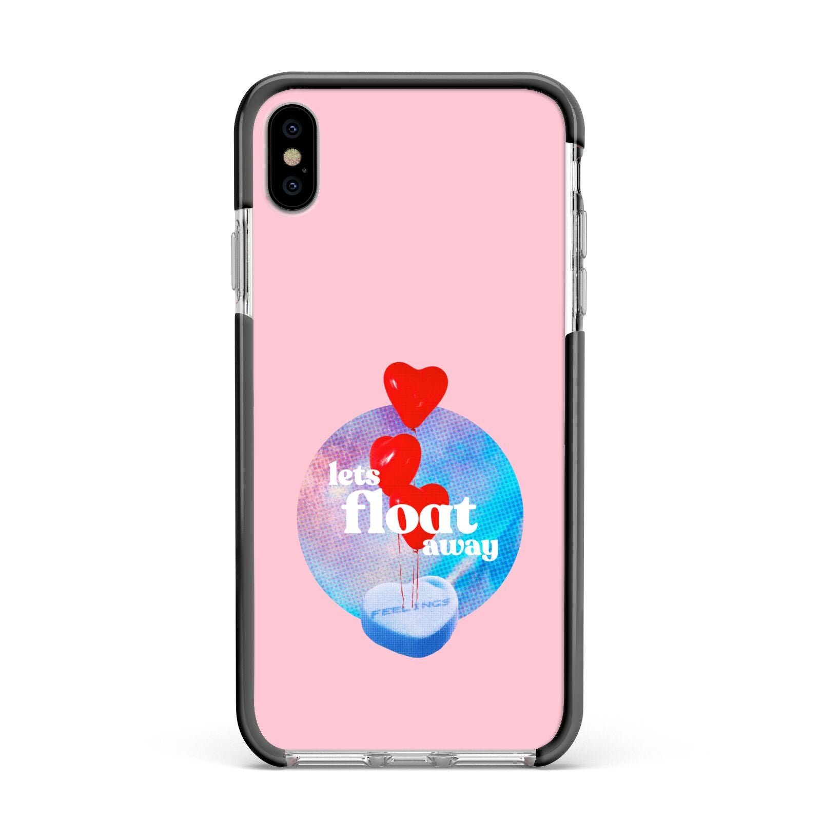 Lets Float Away Valentine Apple iPhone Xs Max Impact Case Black Edge on Silver Phone