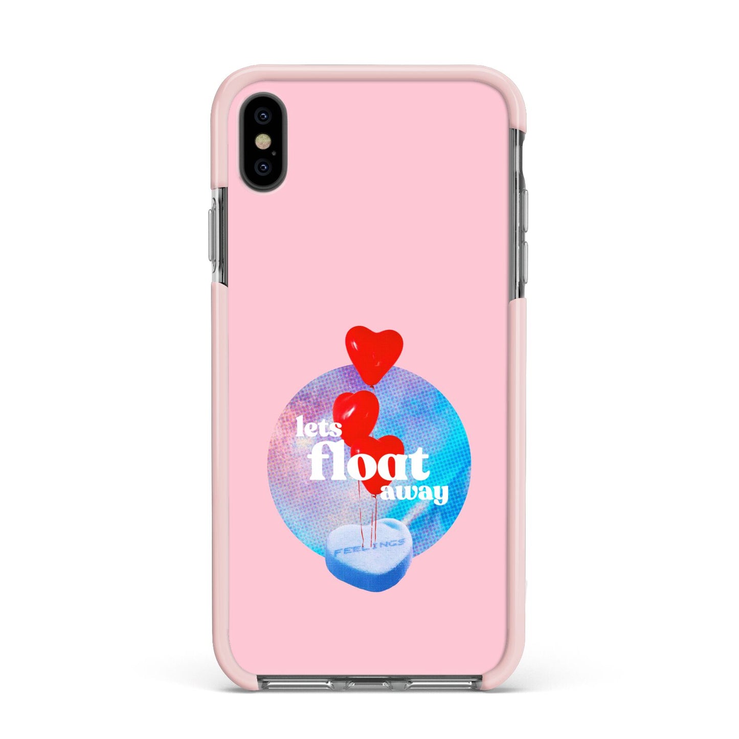 Lets Float Away Valentine Apple iPhone Xs Max Impact Case Pink Edge on Black Phone
