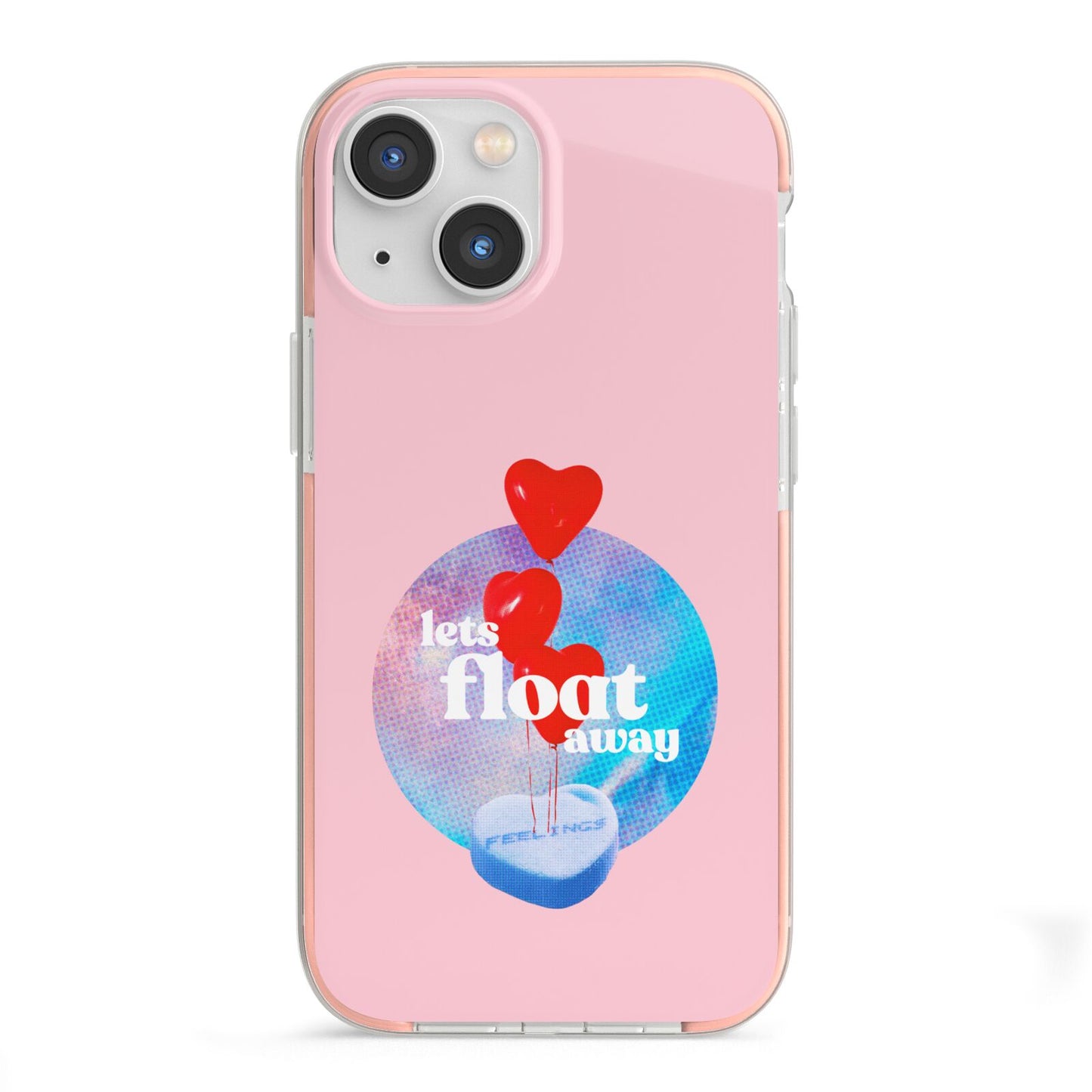 Lets Float Away Valentine iPhone 13 Mini TPU Impact Case with Pink Edges