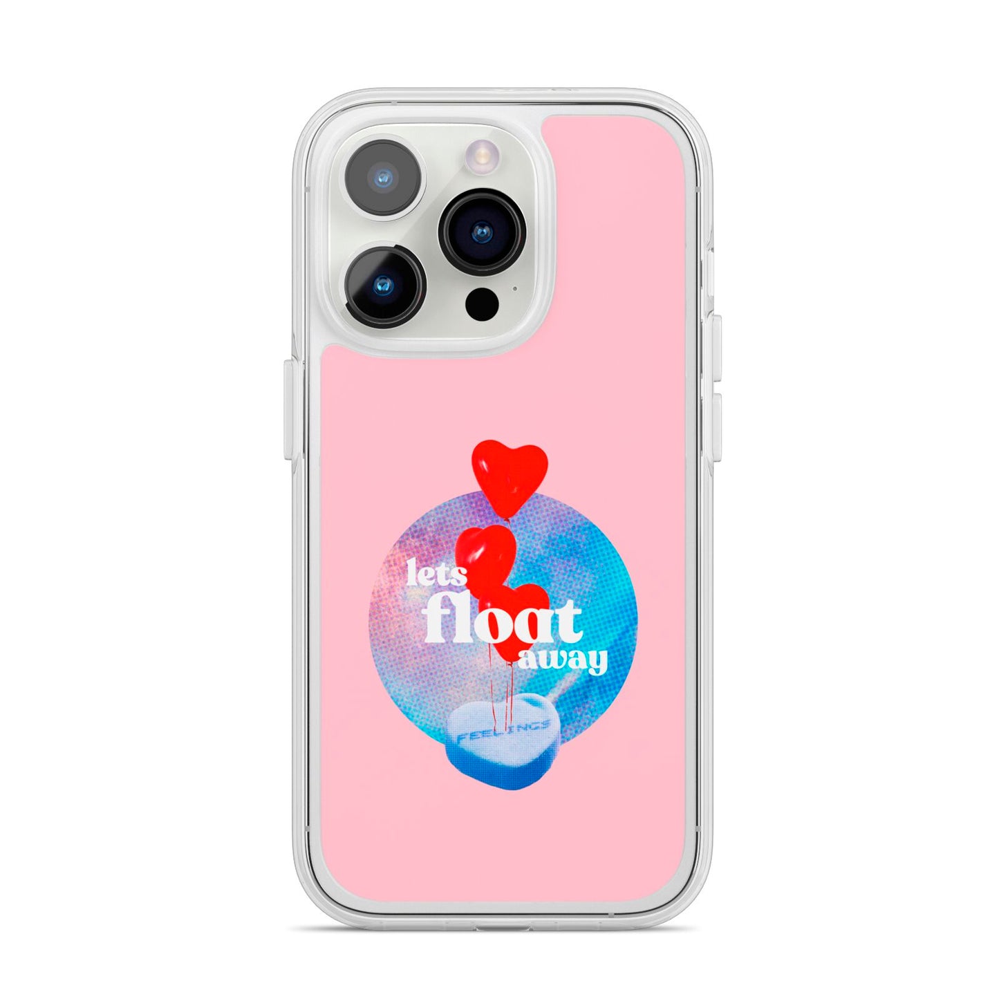 Lets Float Away Valentine iPhone 14 Pro Clear Tough Case Silver