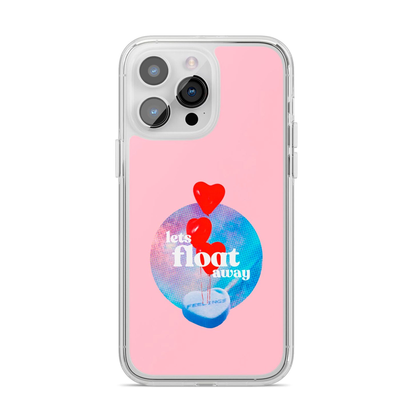 Lets Float Away Valentine iPhone 14 Pro Max Clear Tough Case Silver
