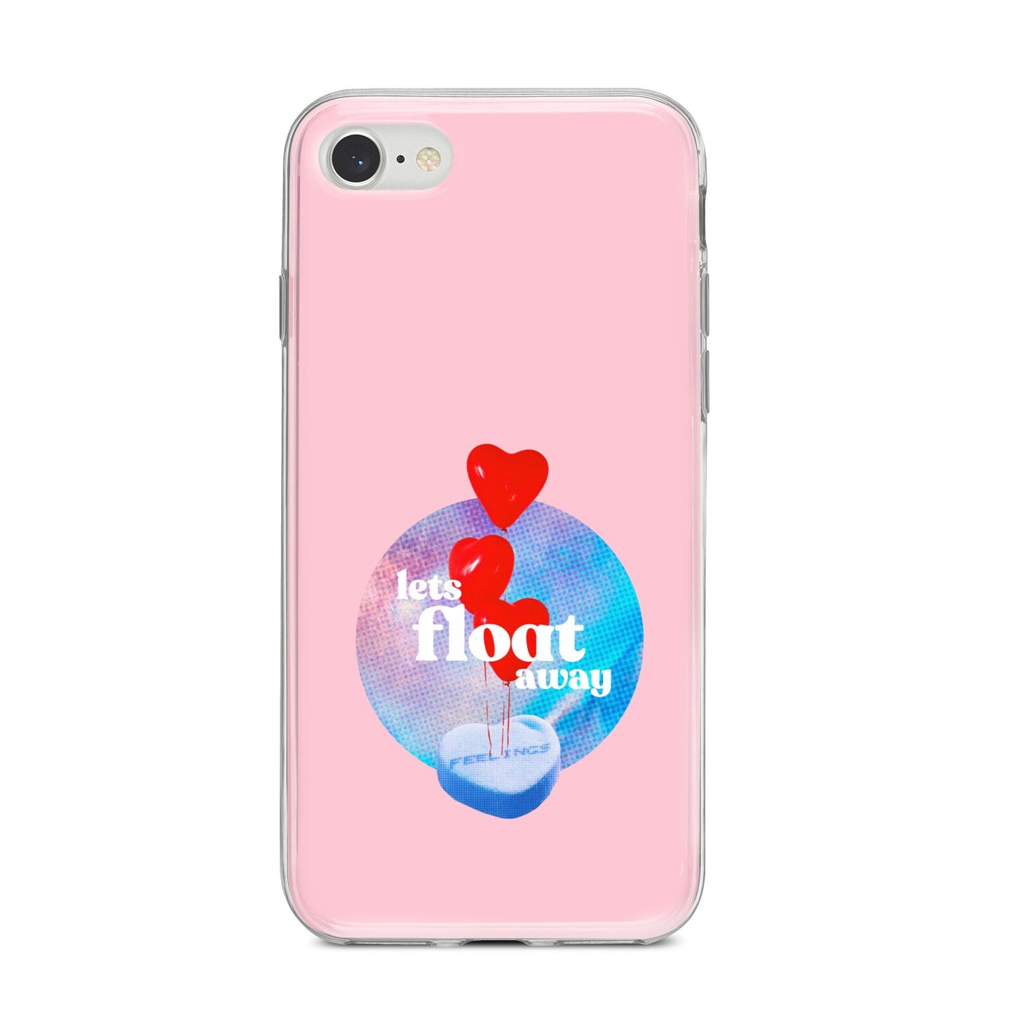 Lets Float Away Valentine iPhone 8 Bumper Case on Silver iPhone