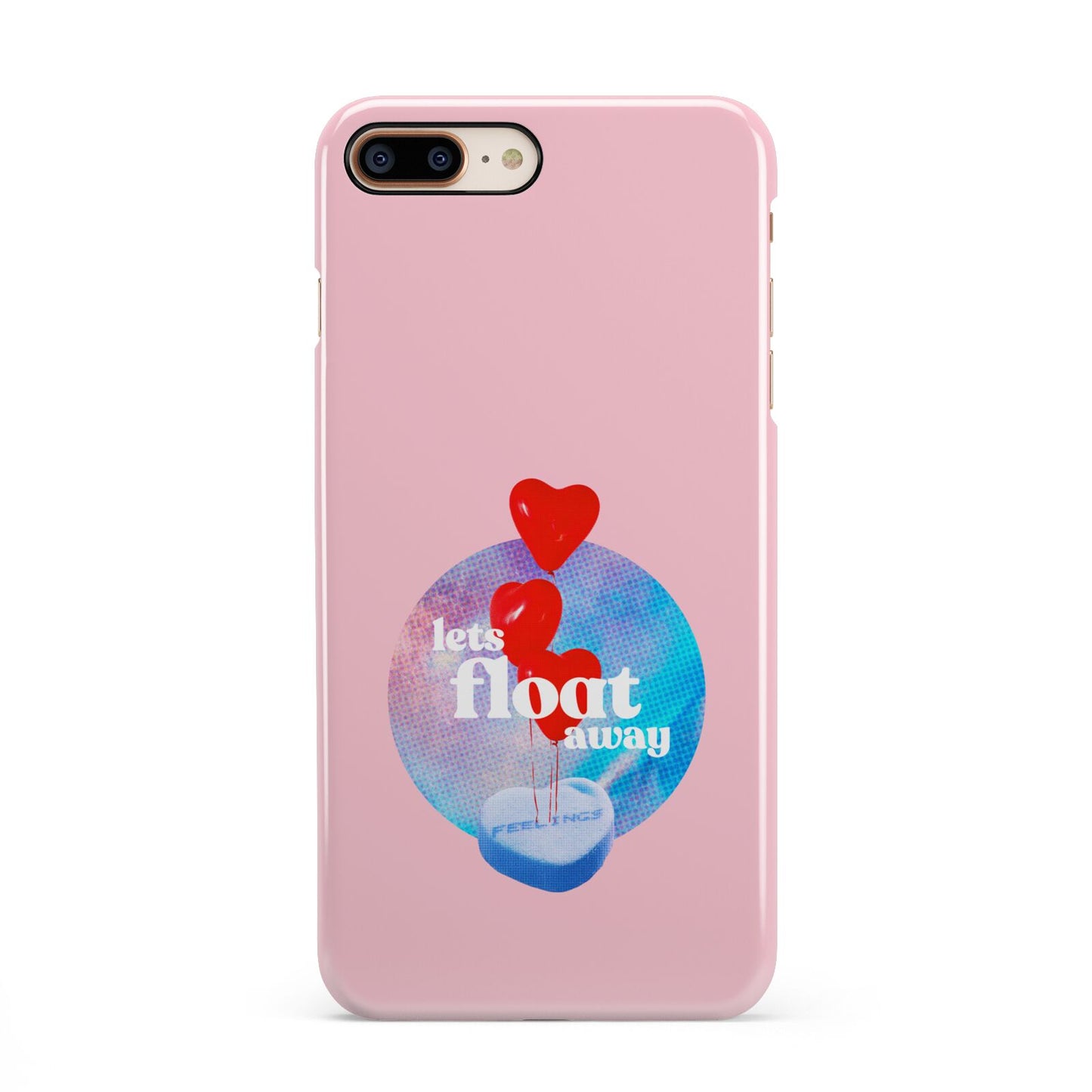 Lets Float Away Valentine iPhone 8 Plus 3D Snap Case on Gold Phone